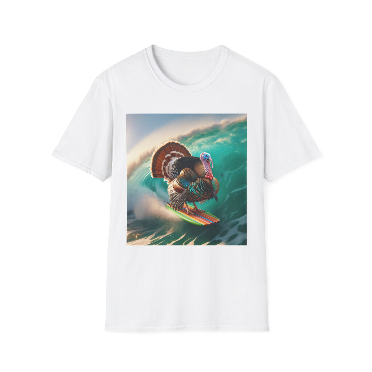 Majestic Surfing Turkey T-Shirt – Thanksgiving Wildlife Graphic Tee