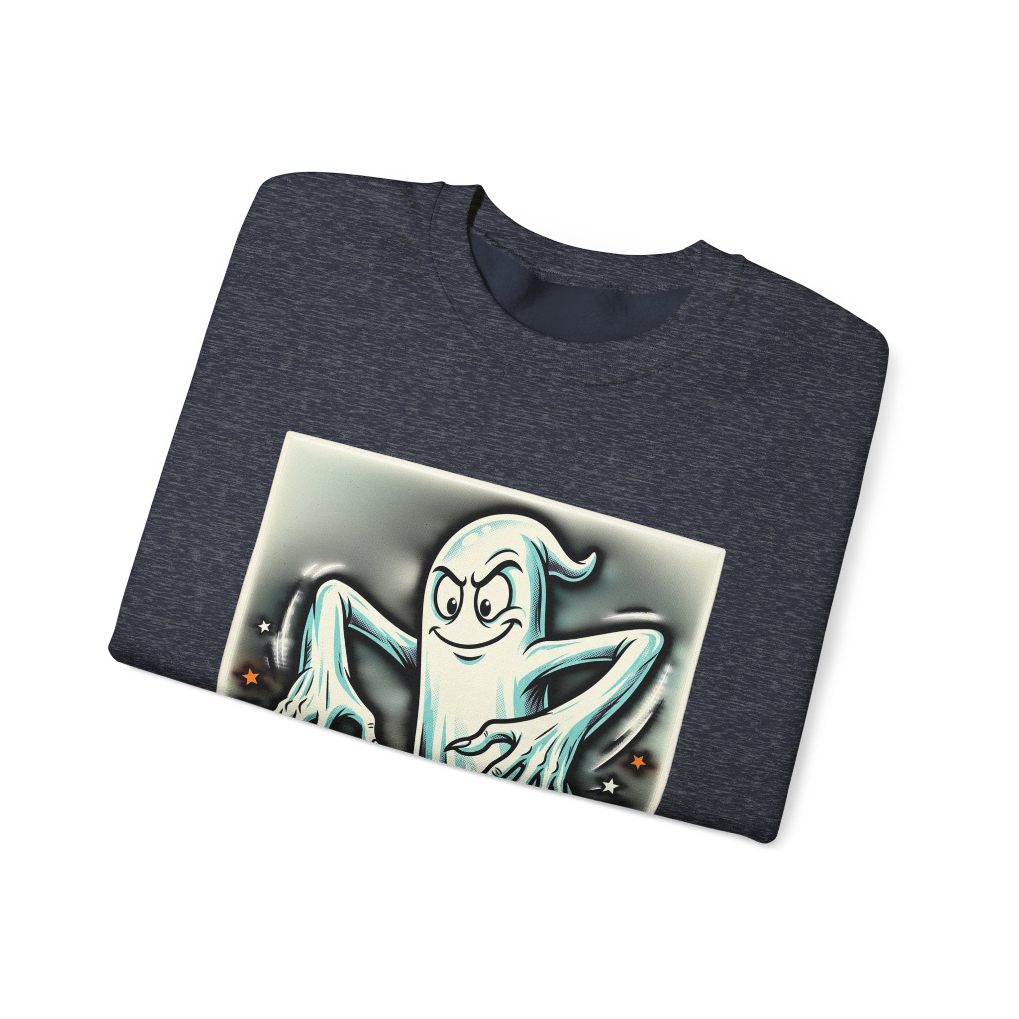 Candy Ghost Halloween Crewneck Sweatshirt — Retro Spooky Ghost with Candy Corn