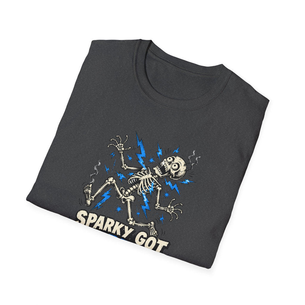 Sparky Got Zapped Skeleton Graphic T-Shirt