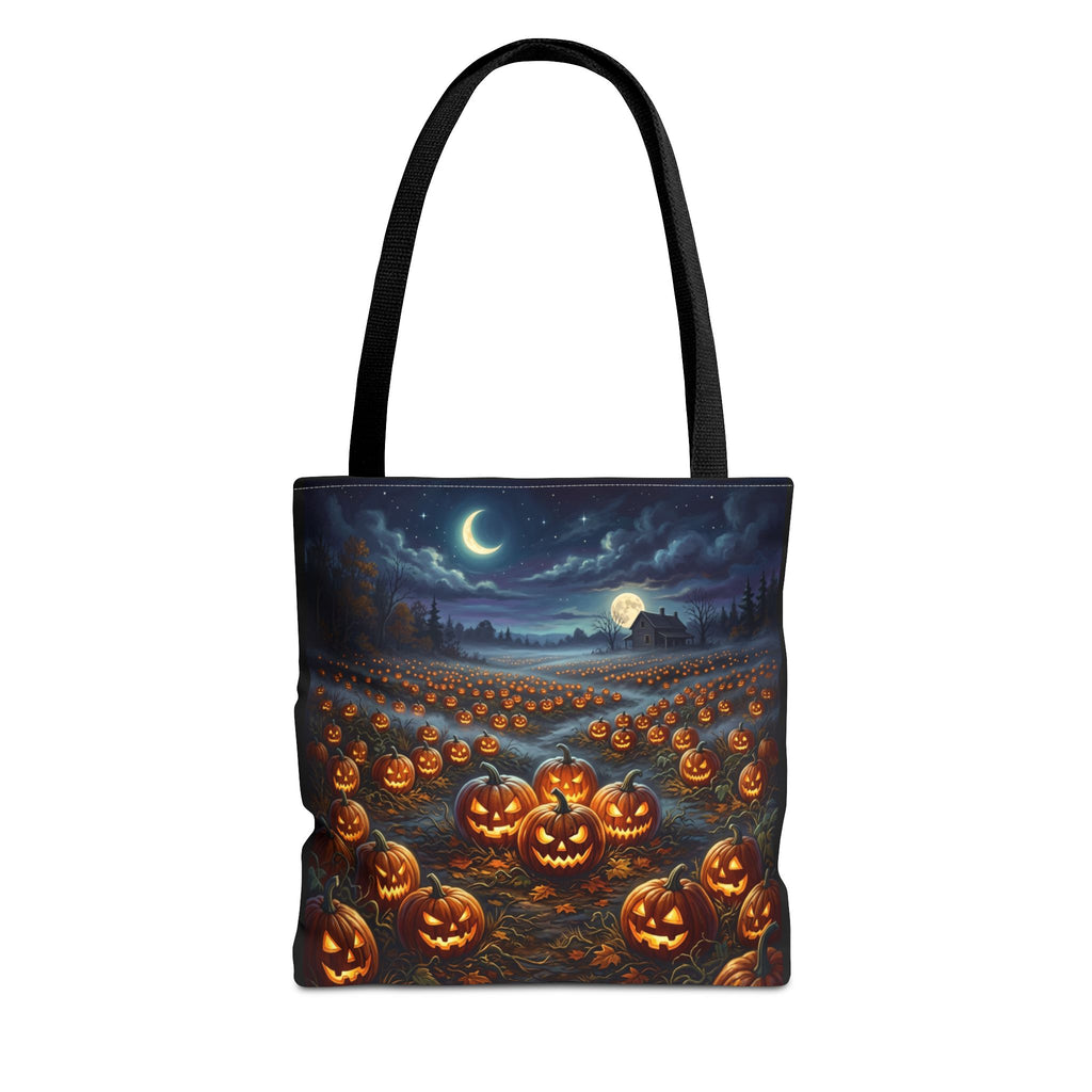 Halloween Pumpkin Patch Tote Bag — Spooky Night Jack-O'-Lantern Canvas Tote