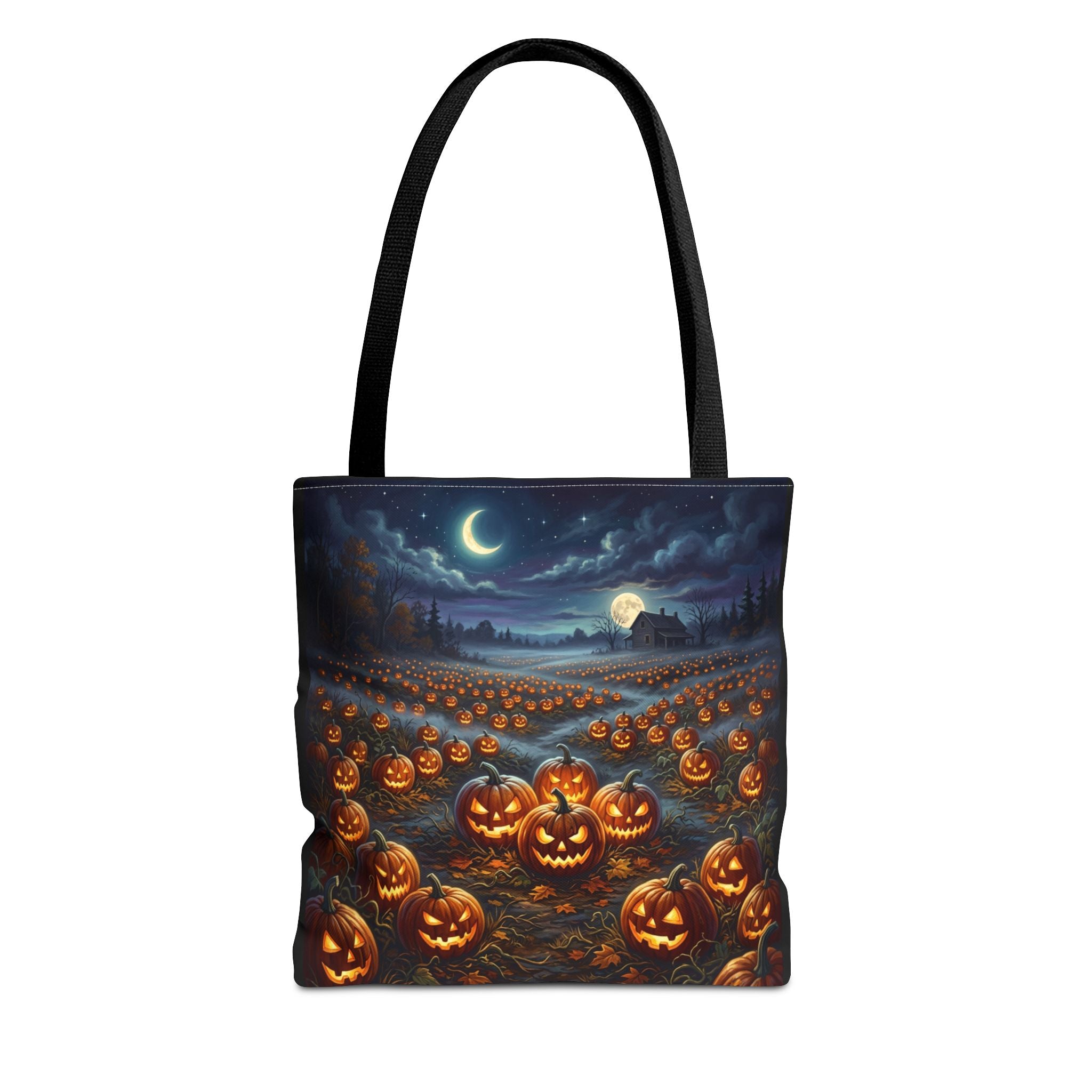 Halloween Pumpkin Patch Tote Bag — Spooky Night Jack-O'-Lantern Canvas Tote