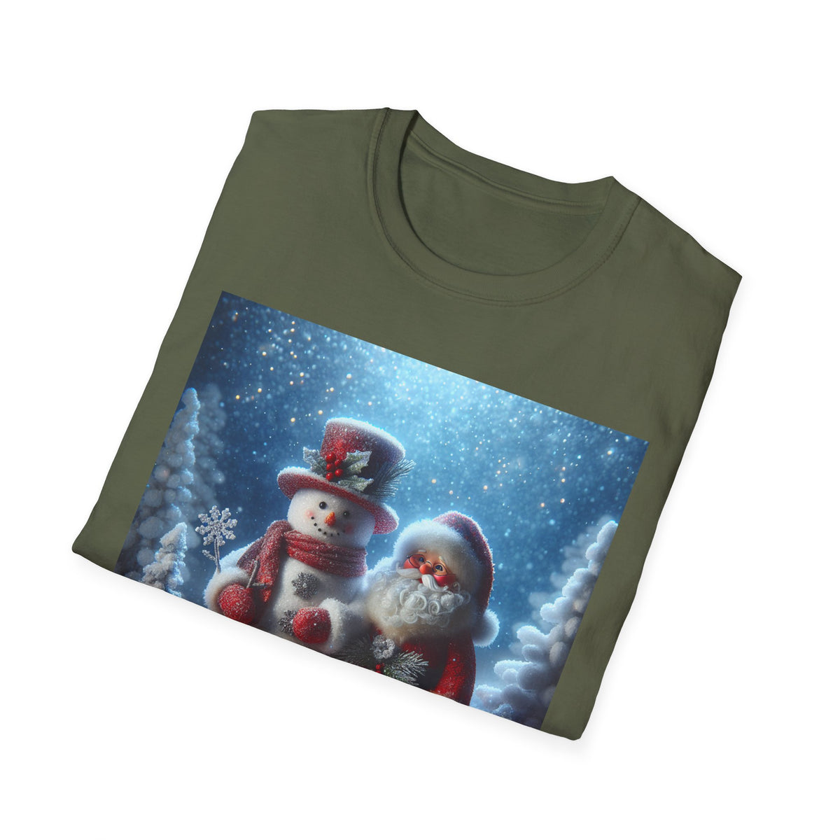 Christmas Santa & Snowman T-Shirt — Holiday Winter Scene Tee