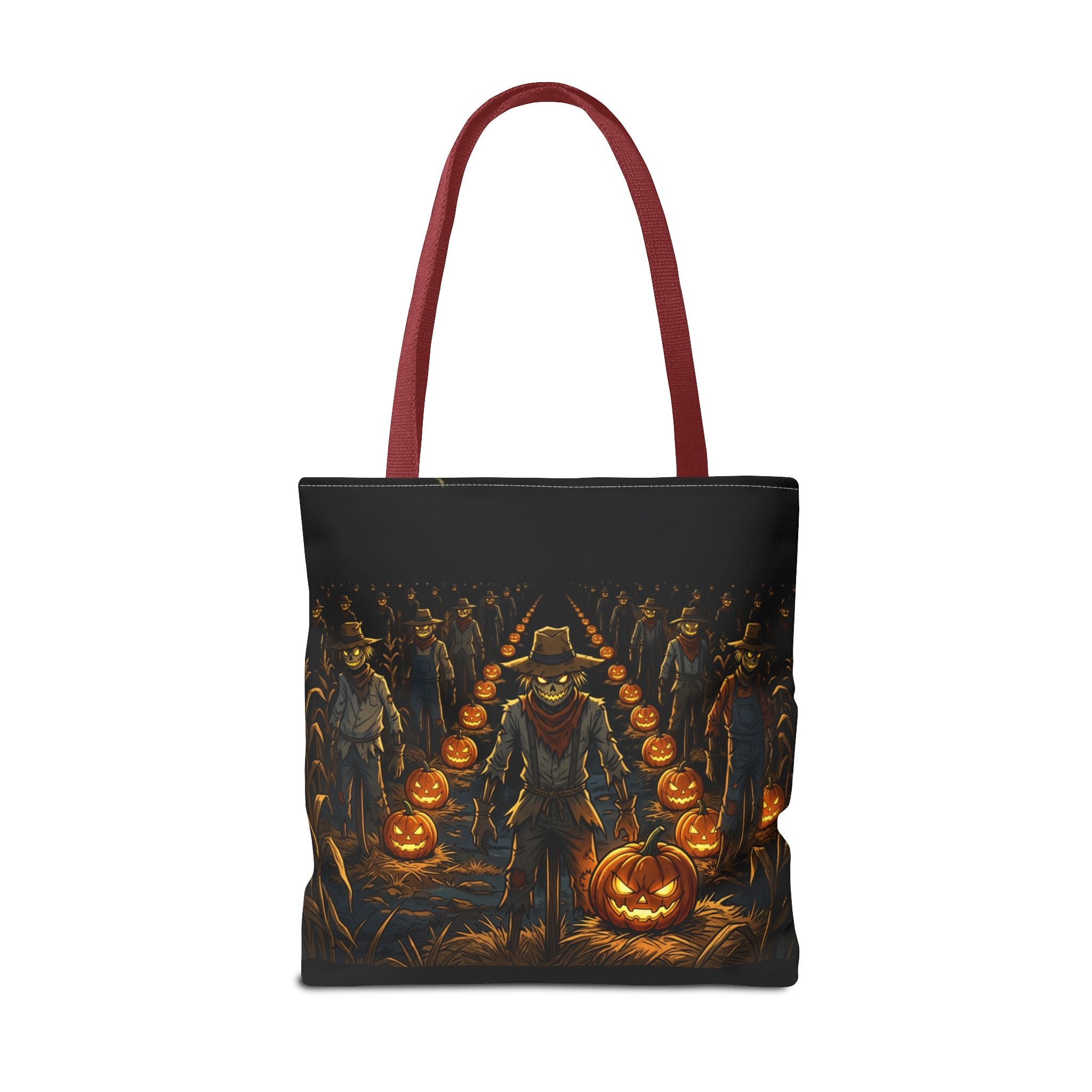 Halloween Scarecrow Parade Tote Bag – Spooky Pumpkin Field All-Over Print Tote