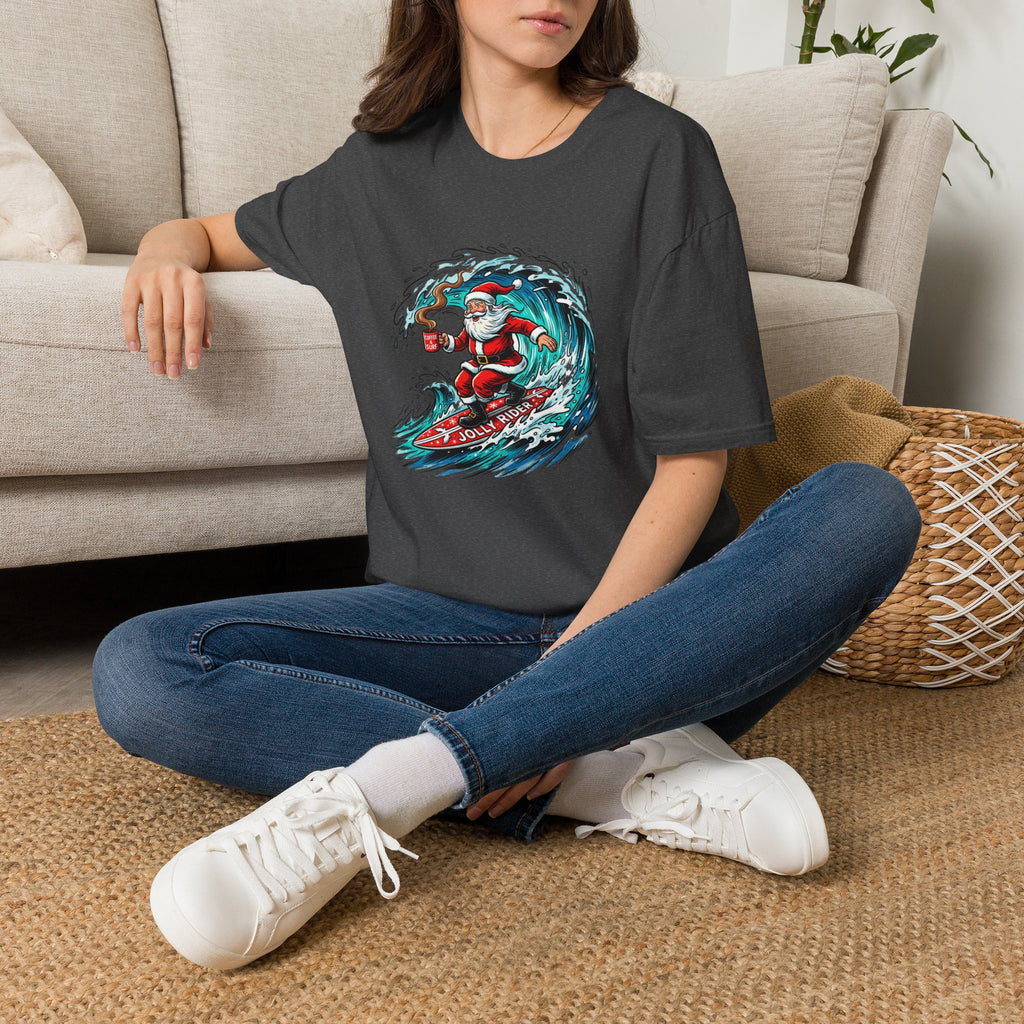 Santa Surfing T-Shirt — Surfing Santa Christmas Tee