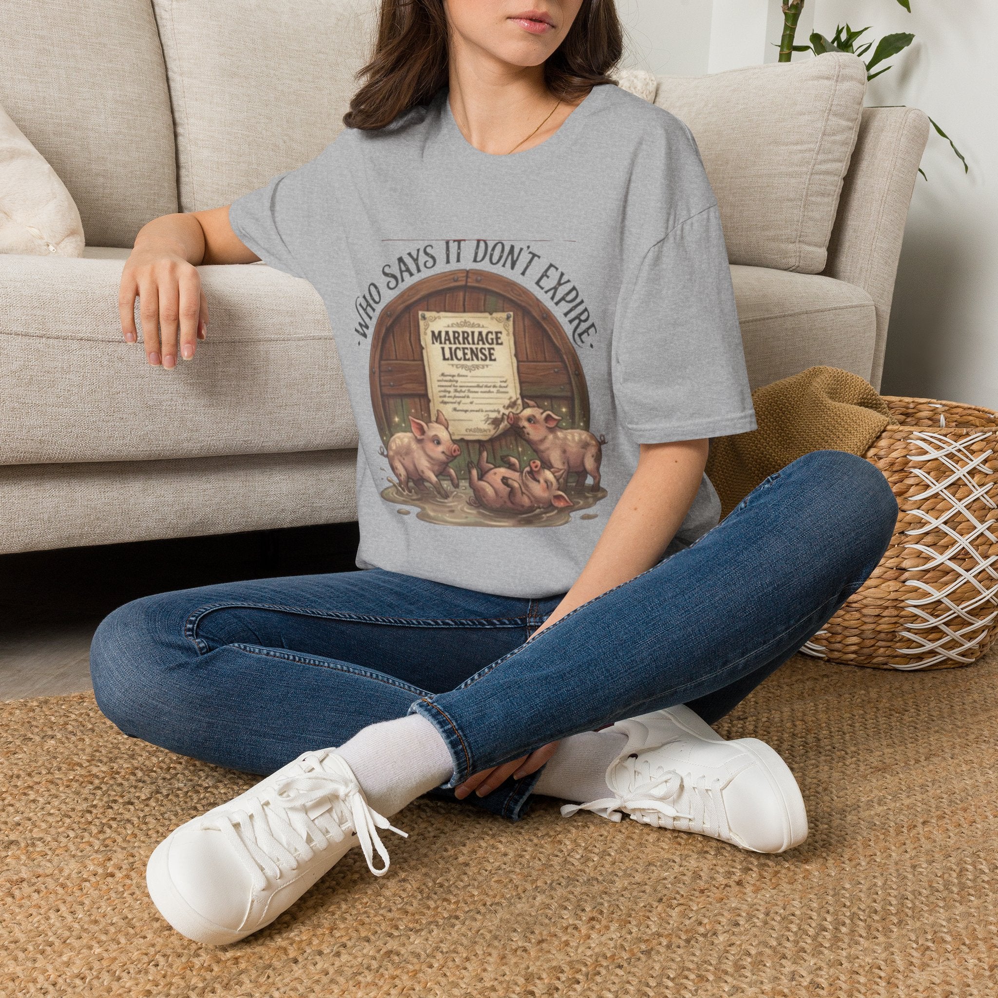 T-Shirt — "Who Says It Don't Expire" Vintage Marriage License Design