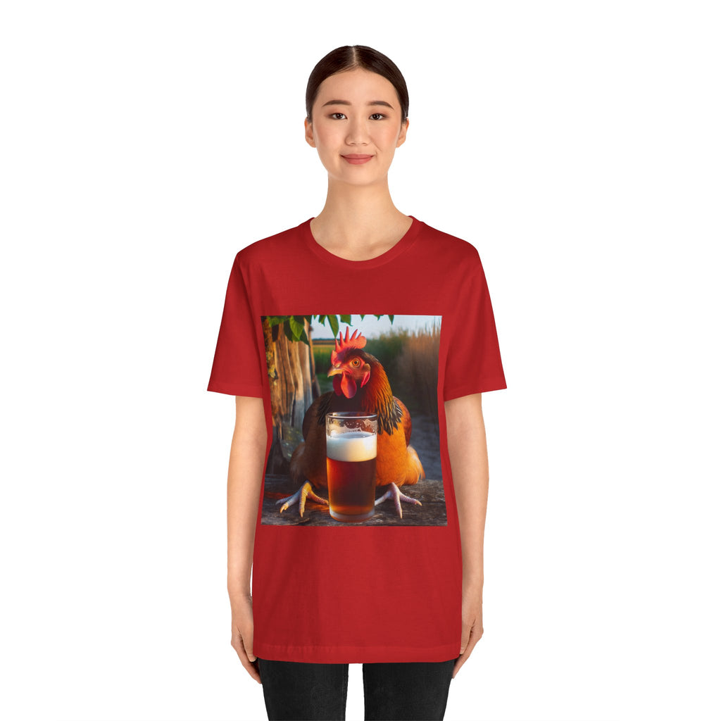 Funny Rooster with Beer Graphic Unisex T-Shirt