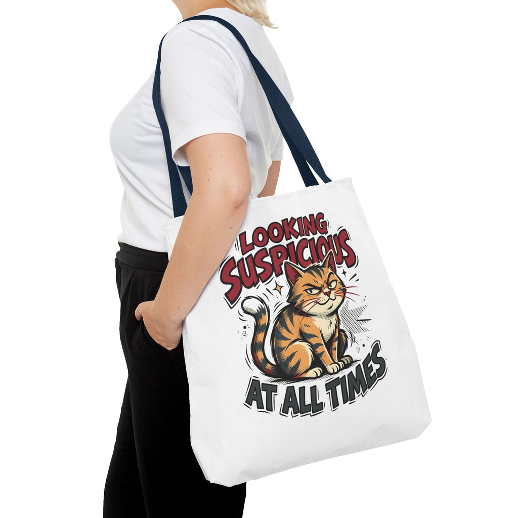 Looking Suspicious Cat Tote Bag - Funny Cat Lover Canvas Shopper