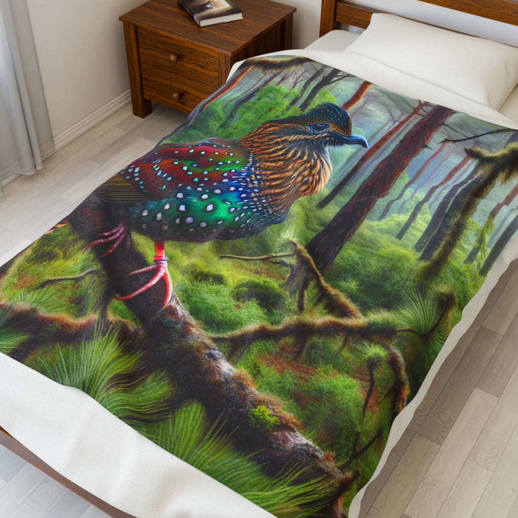 Velveteen Plush Blanket - Colorful Bird