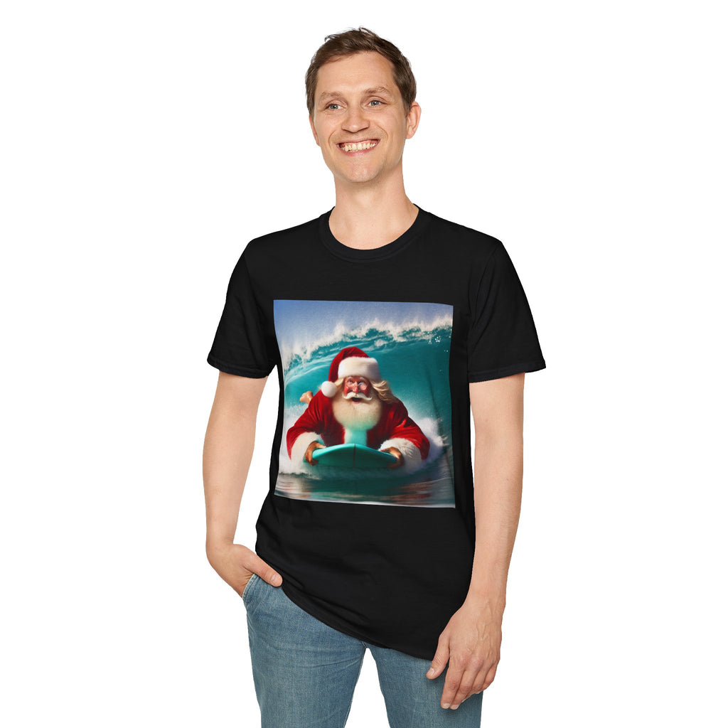 Surfing Santa T-Shirt — Funny Christmas Surf Holiday Tee