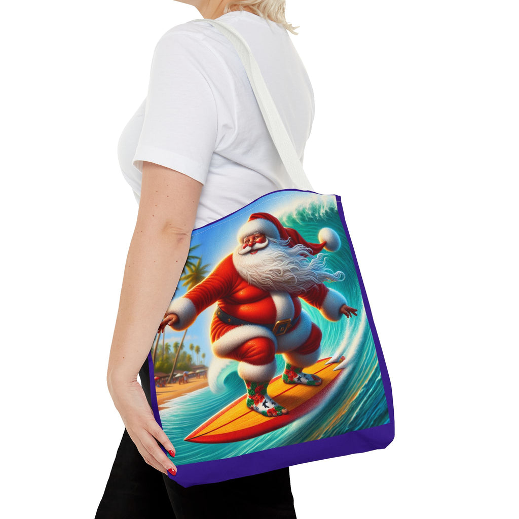 Surfing Santa Tote Bag — Tropical Christmas Beach Holiday Tote