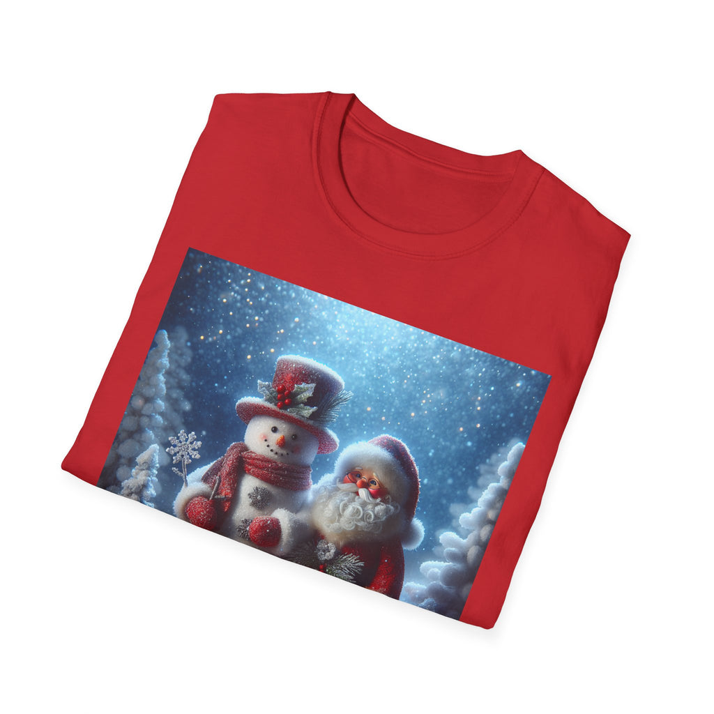Christmas Santa & Snowman T-Shirt — Holiday Winter Scene Tee