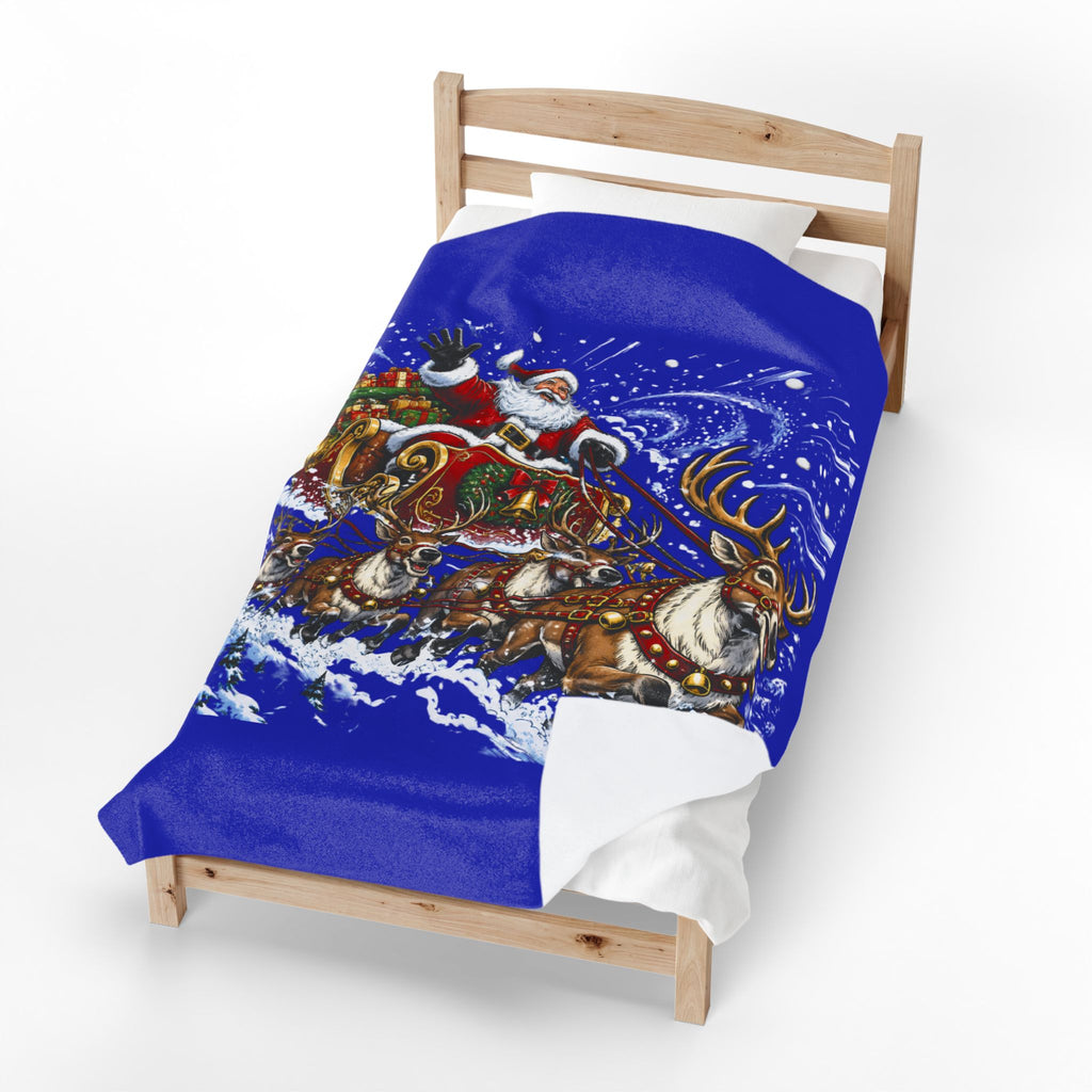 Santa’s Sleigh Christmas Velveteen Plush Blanket