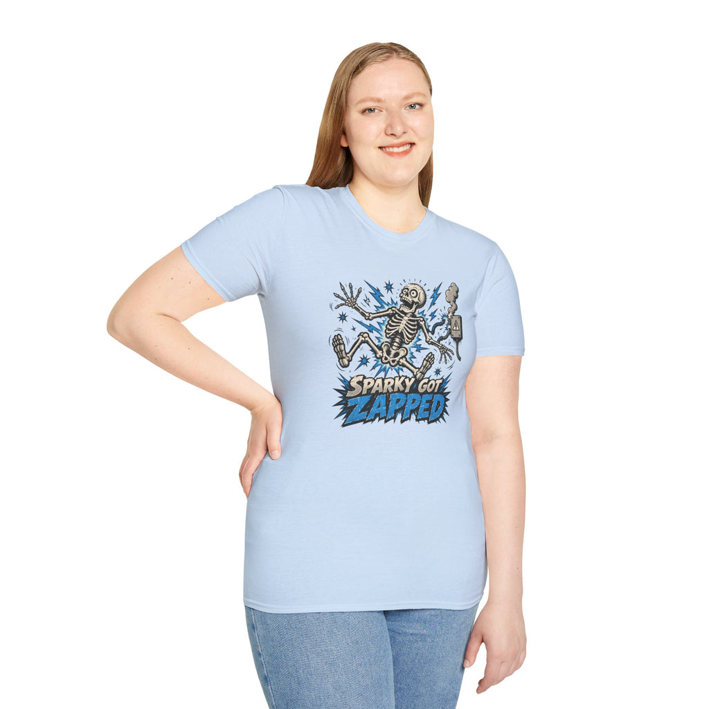 Sparky Got Zapped Skeleton Lightning T-Shirt