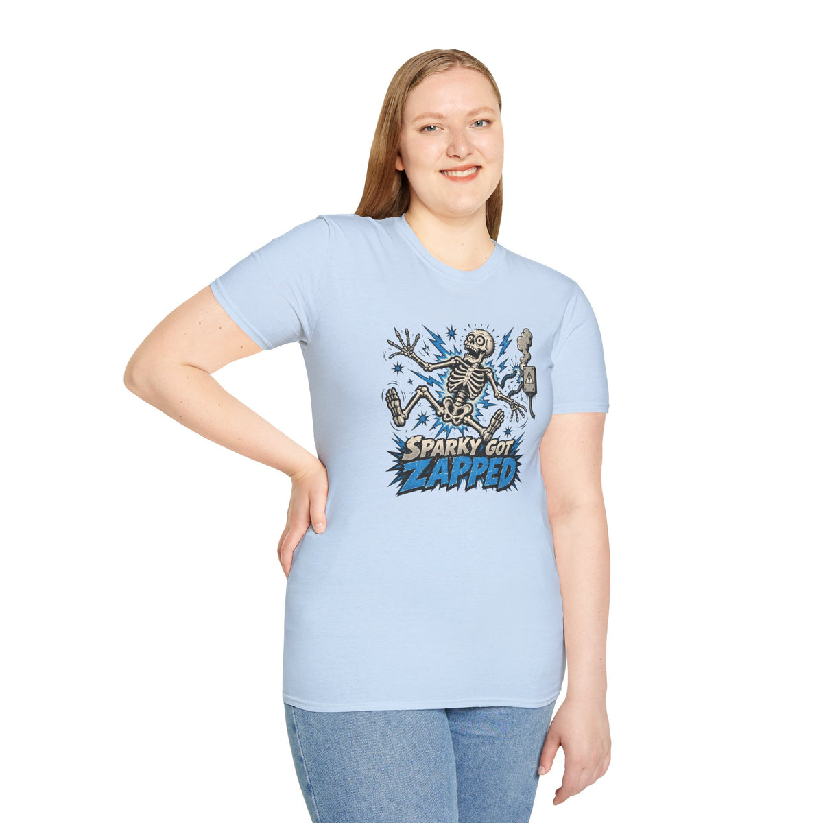 Sparky Got Zapped Skeleton Lightning T-Shirt
