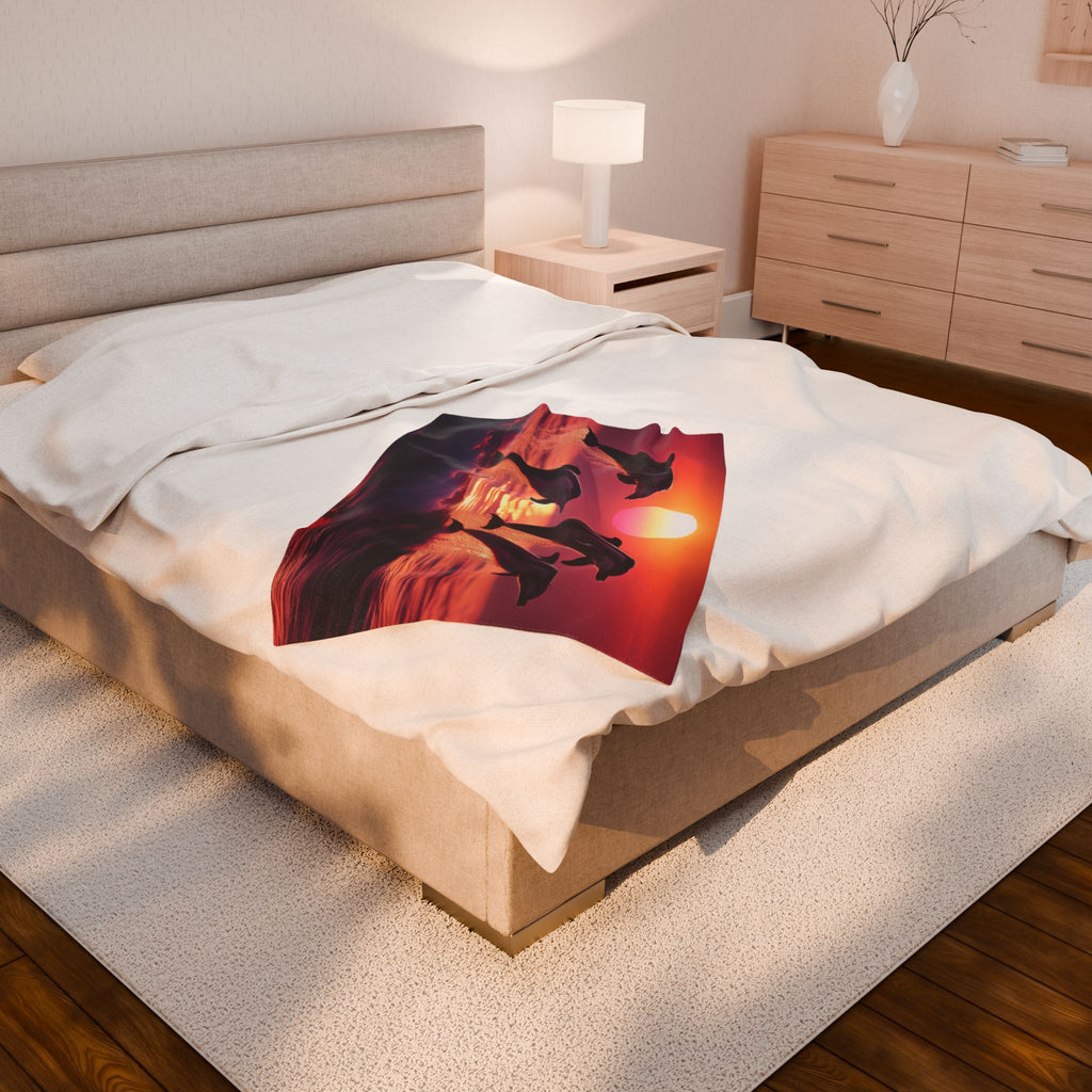 Velveteen Plush Blanket - Dolphins 3