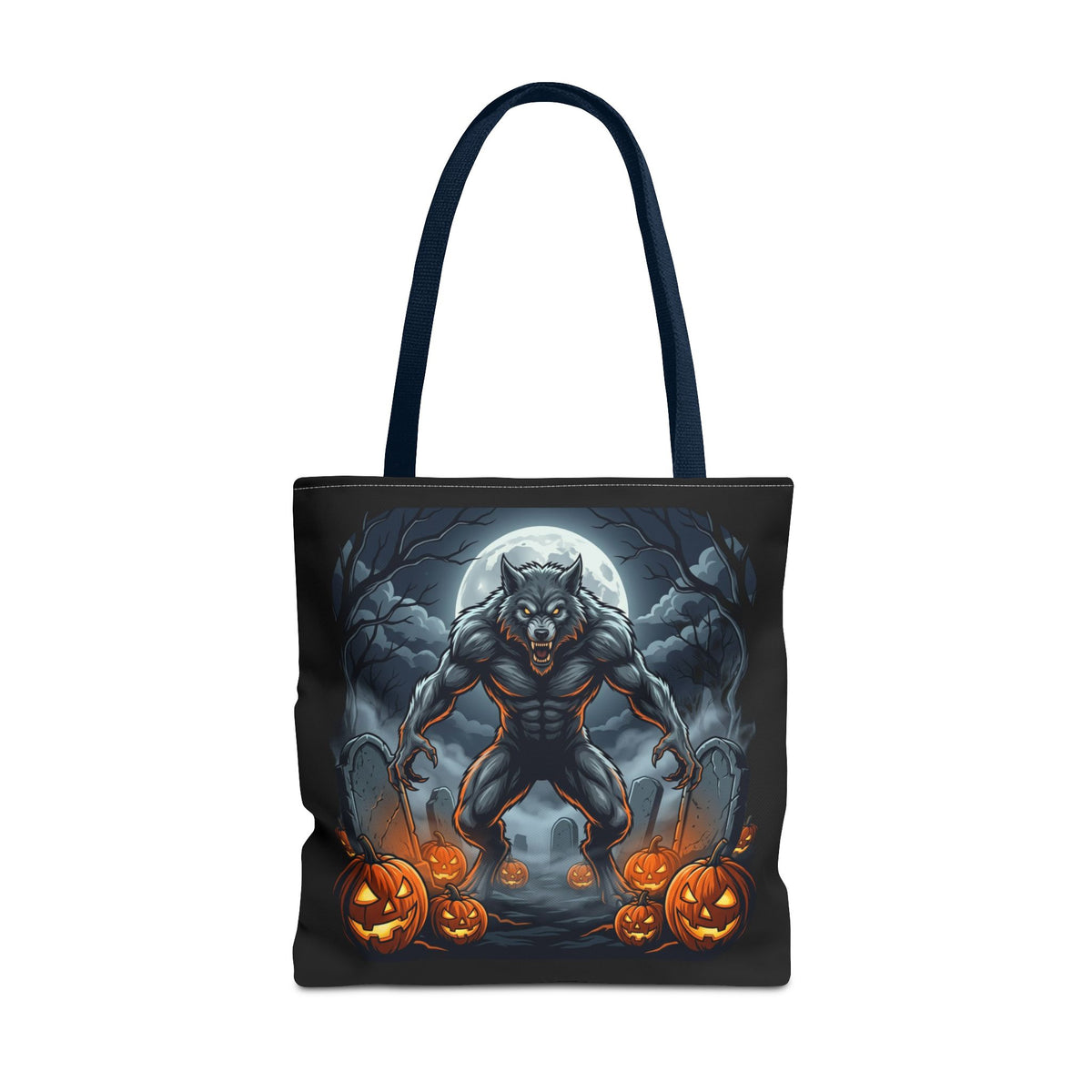 Werewolf Halloween Tote Bag — Full Moon Pumpkin Horror AOP Tote