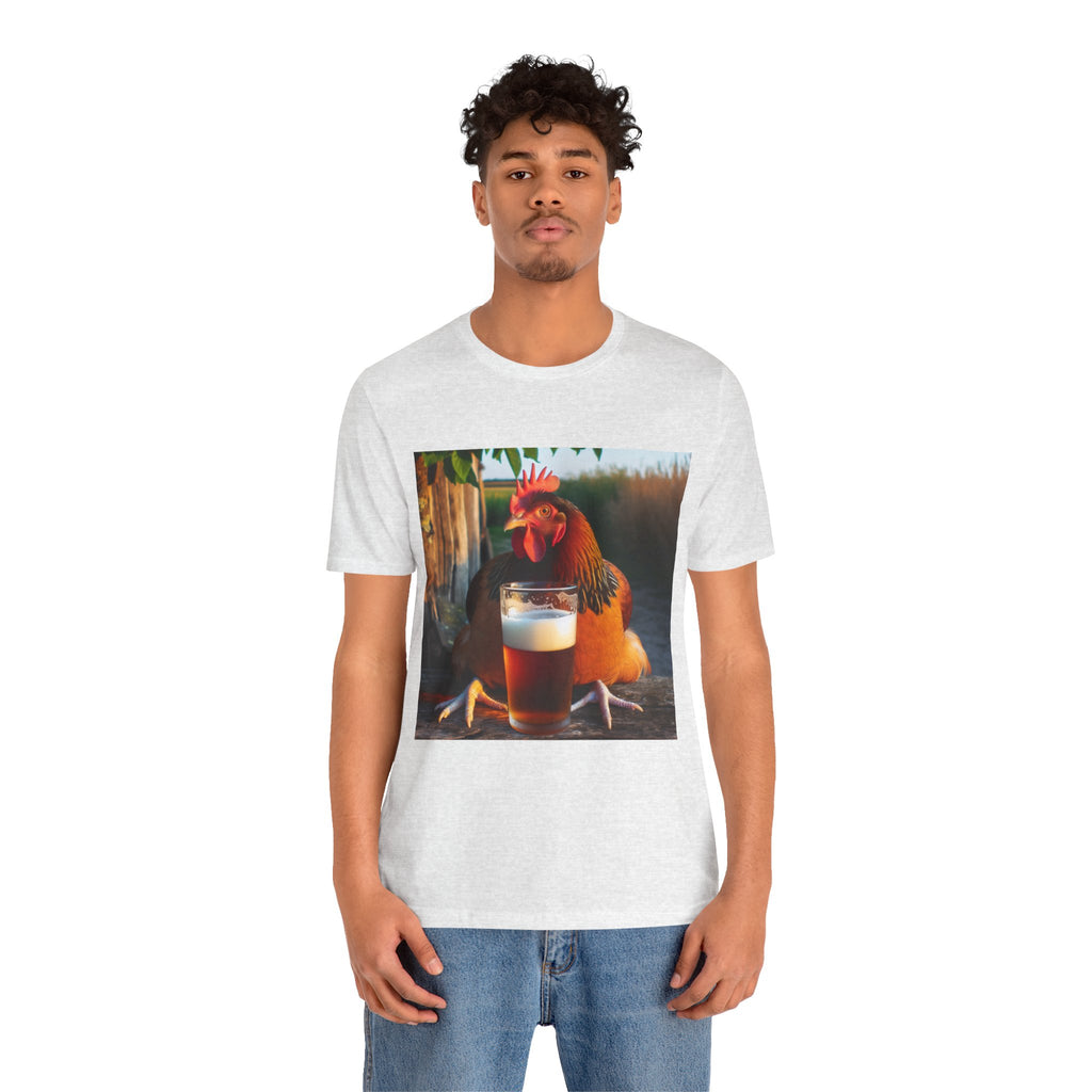 Funny Rooster with Beer Graphic Unisex T-Shirt