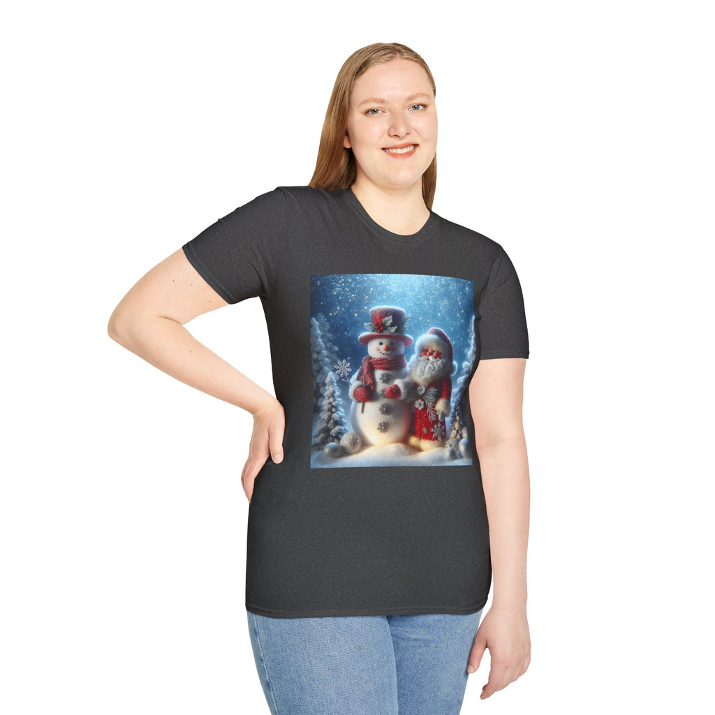 Christmas Santa & Snowman T-Shirt — Holiday Winter Scene Tee