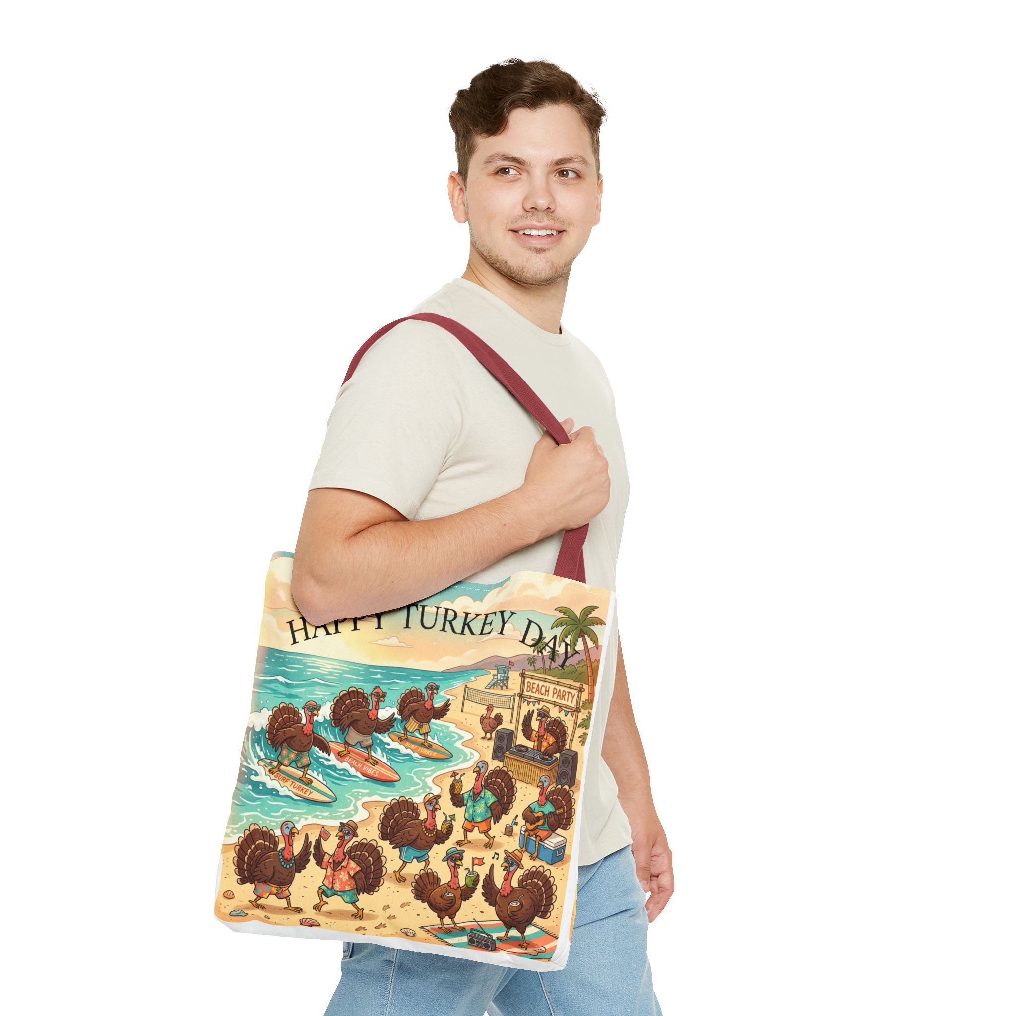Turkeys Beach Tote Bag – Funny Thanksgiving Summer Beach Tote