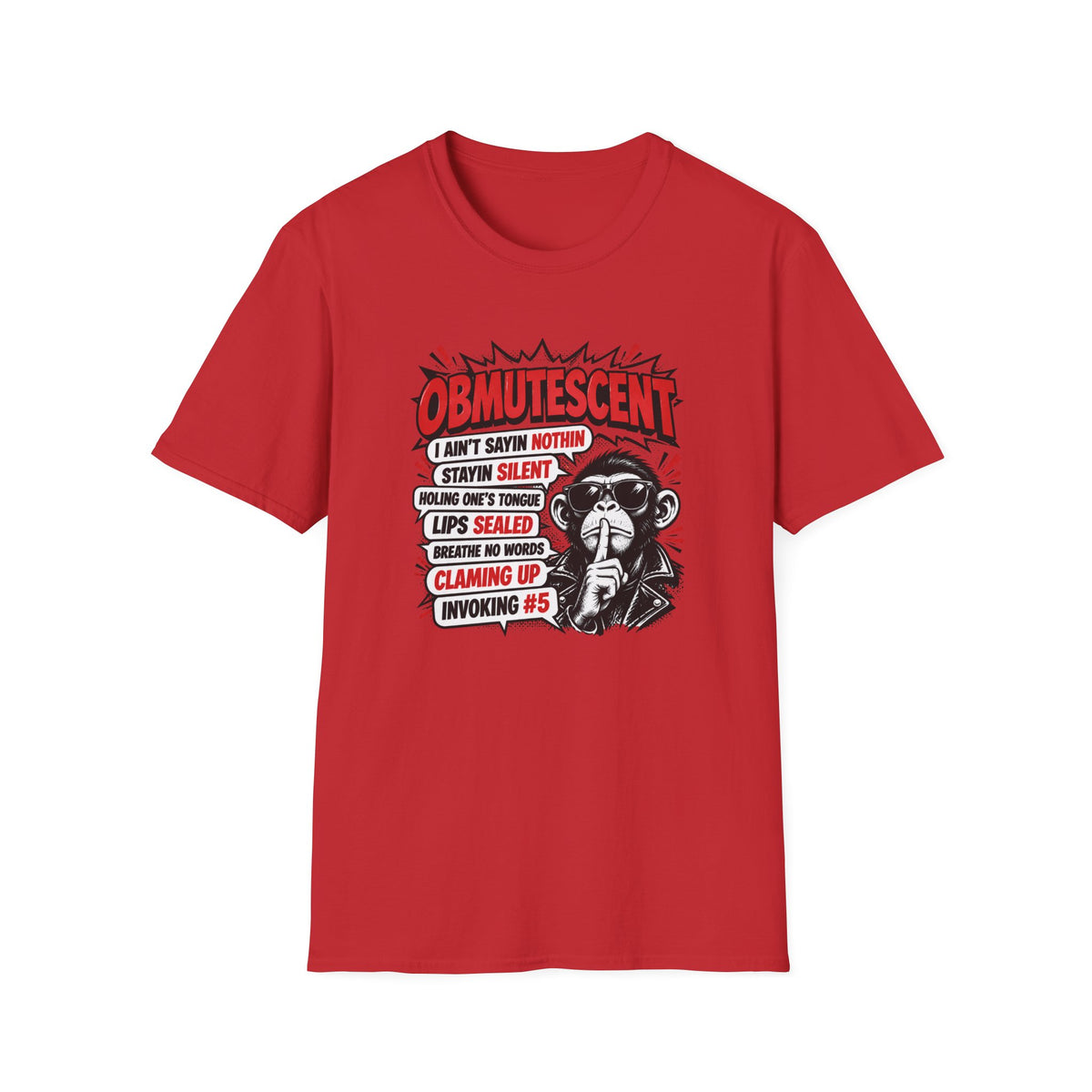 Obmutescent Shushing Monkey Funny T-Shirt