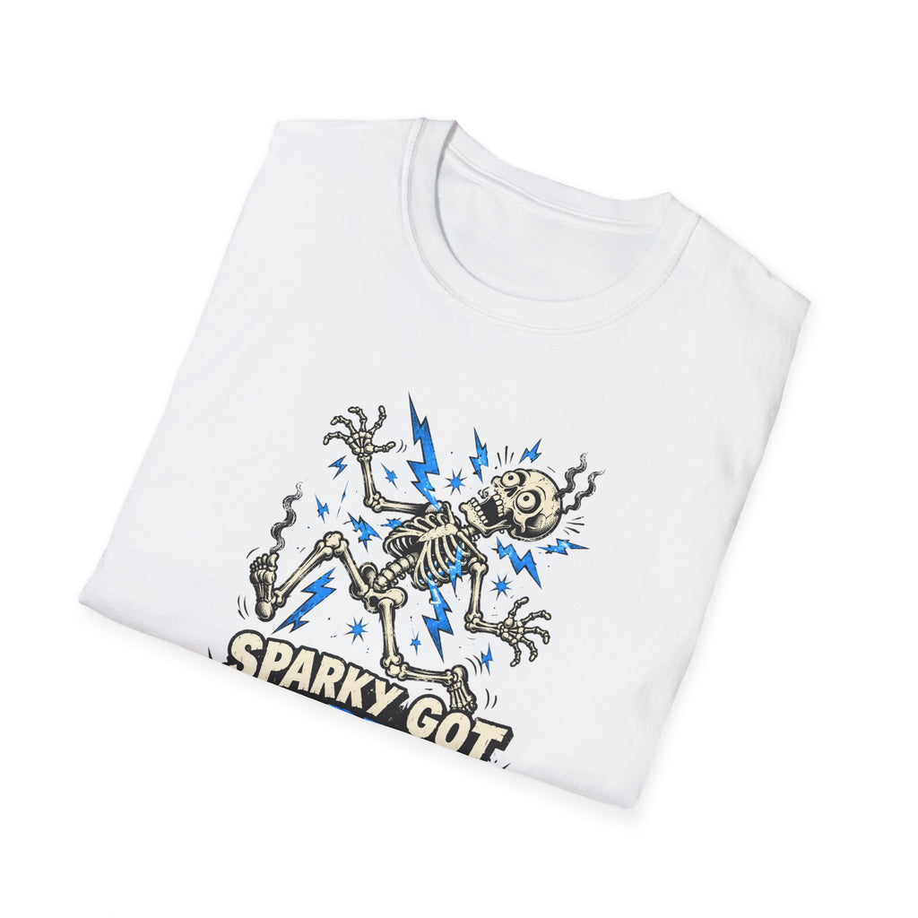 Sparky Got Zapped Skeleton Graphic T-Shirt