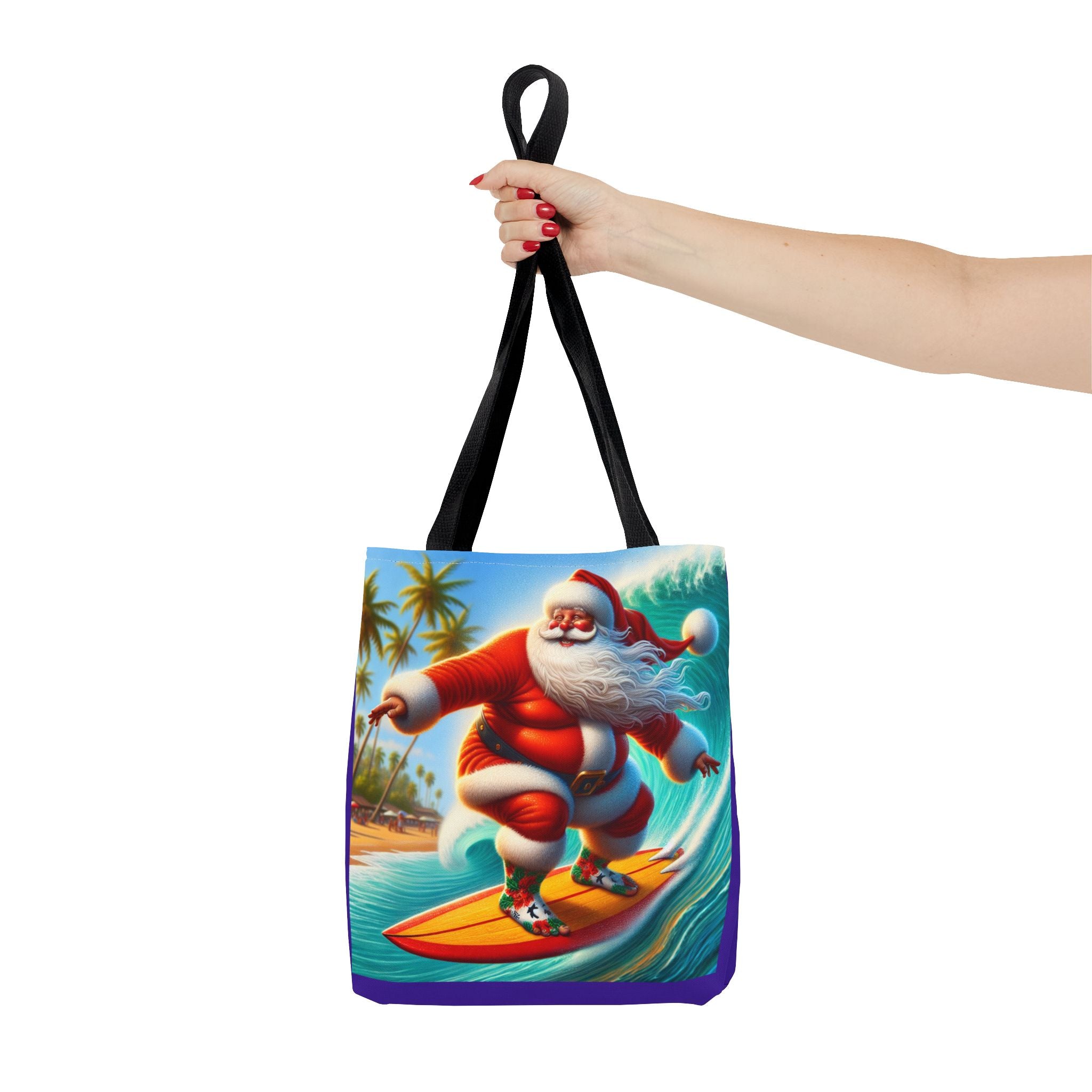 Surfing Santa Tote Bag — Tropical Christmas Beach Holiday Tote