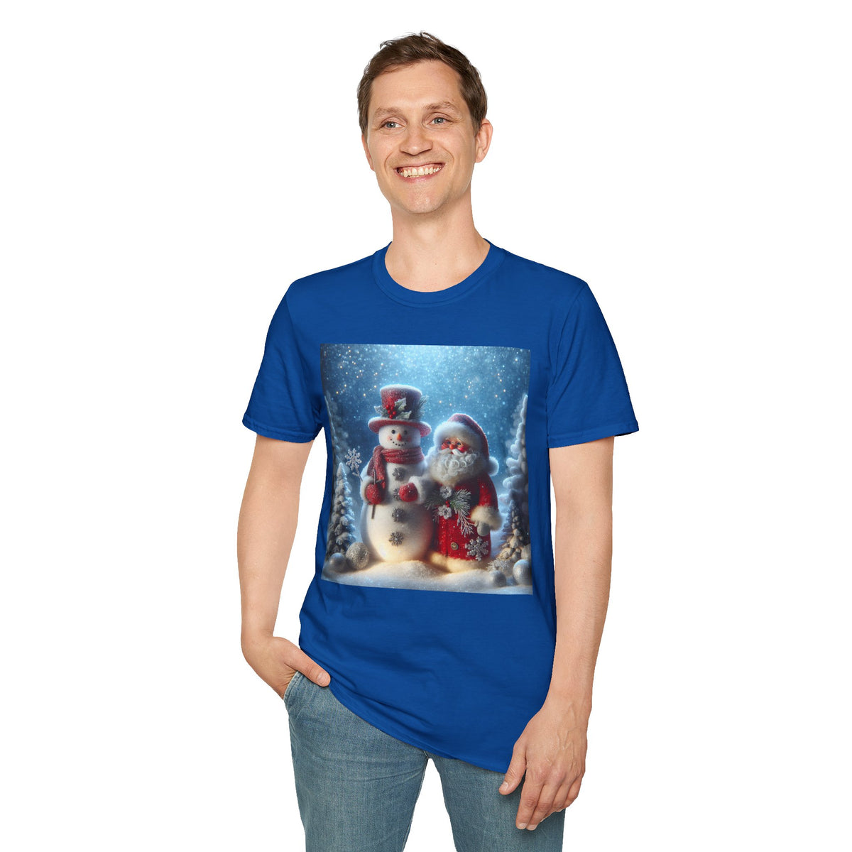 Christmas Santa & Snowman T-Shirt — Holiday Winter Scene Tee