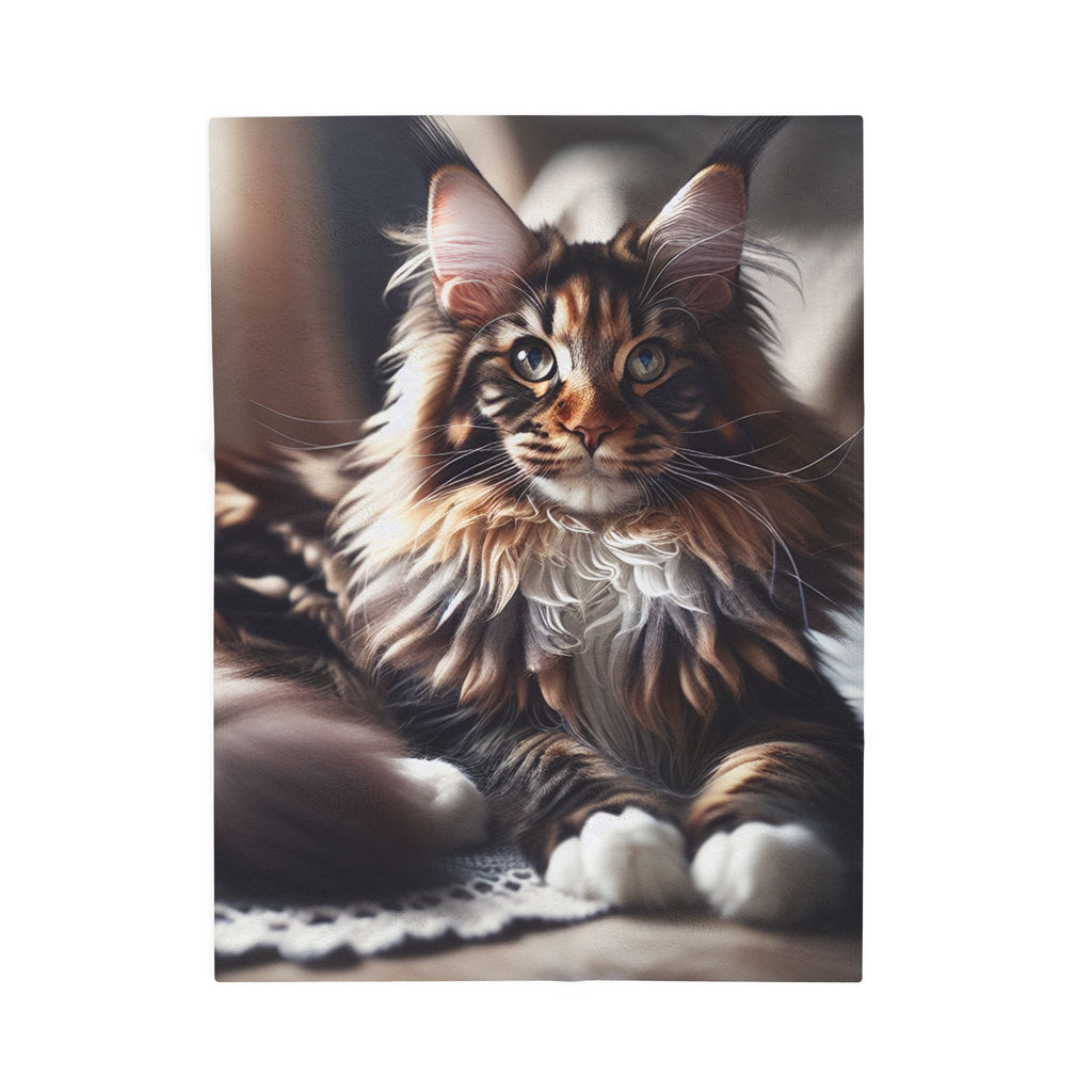 Velveteen Plush Blanket - Maine Coon Cat 2