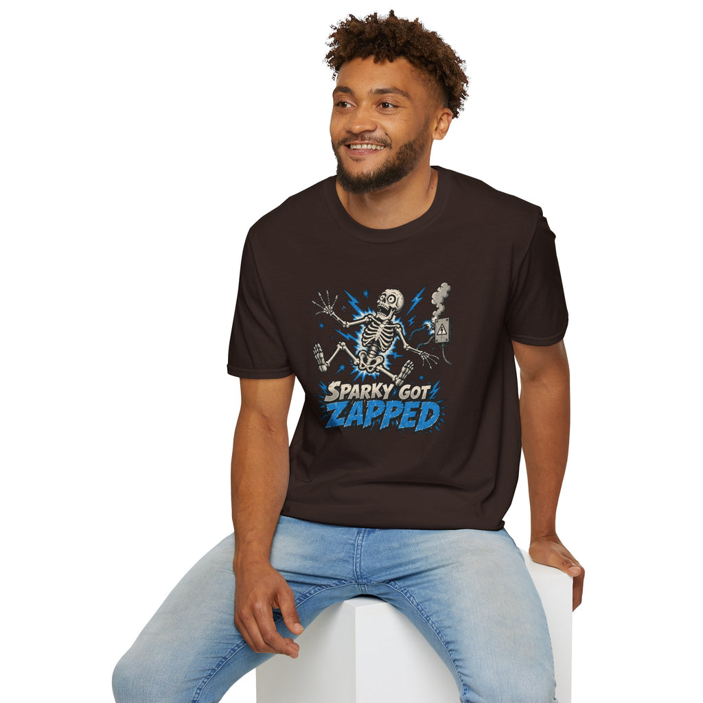 Sparky Got Zapped Skeleton Lightning T-Shirt