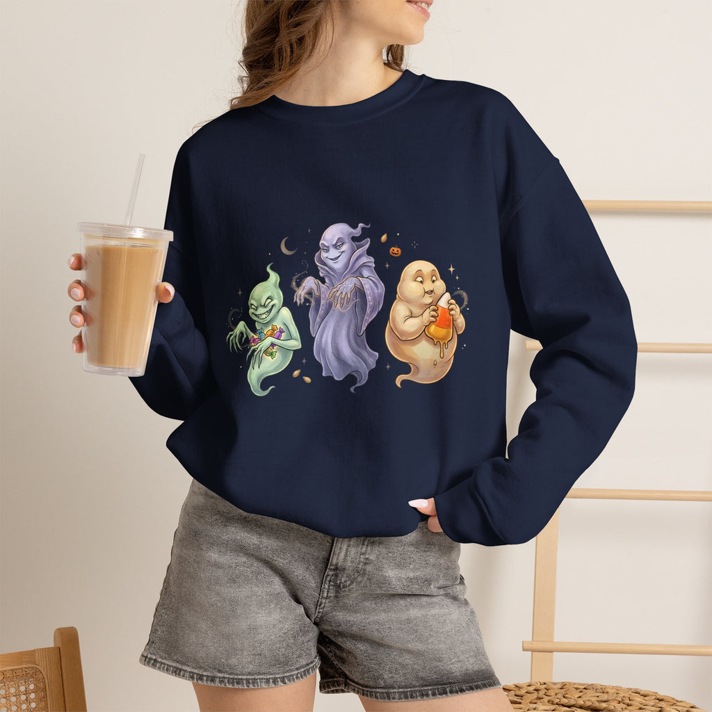 Three Quirky Ghosts Halloween Unisex Heavy Blend Crewneck Sweatshirt