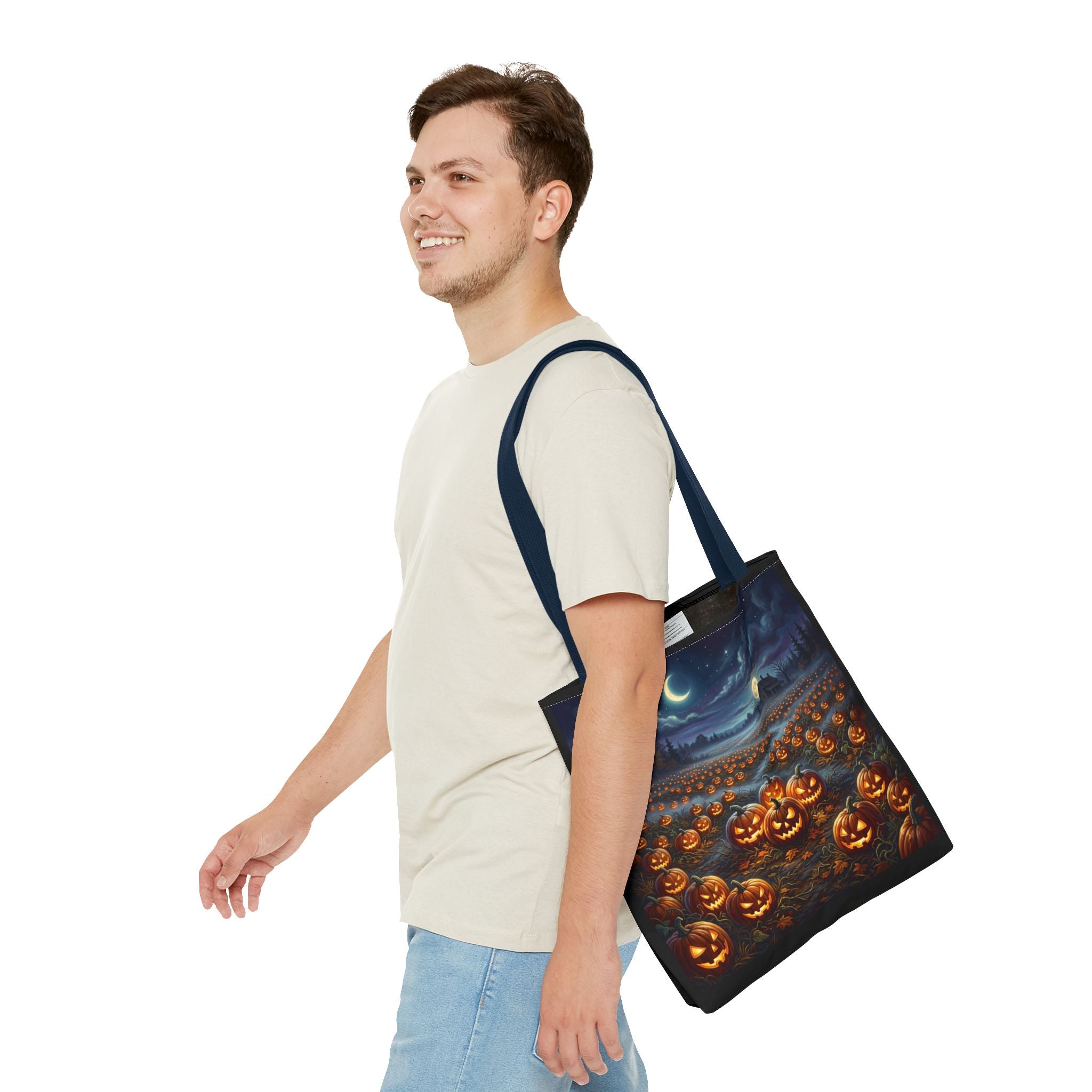 Halloween Pumpkin Patch Tote Bag — Spooky Night Jack-O'-Lantern Canvas Tote