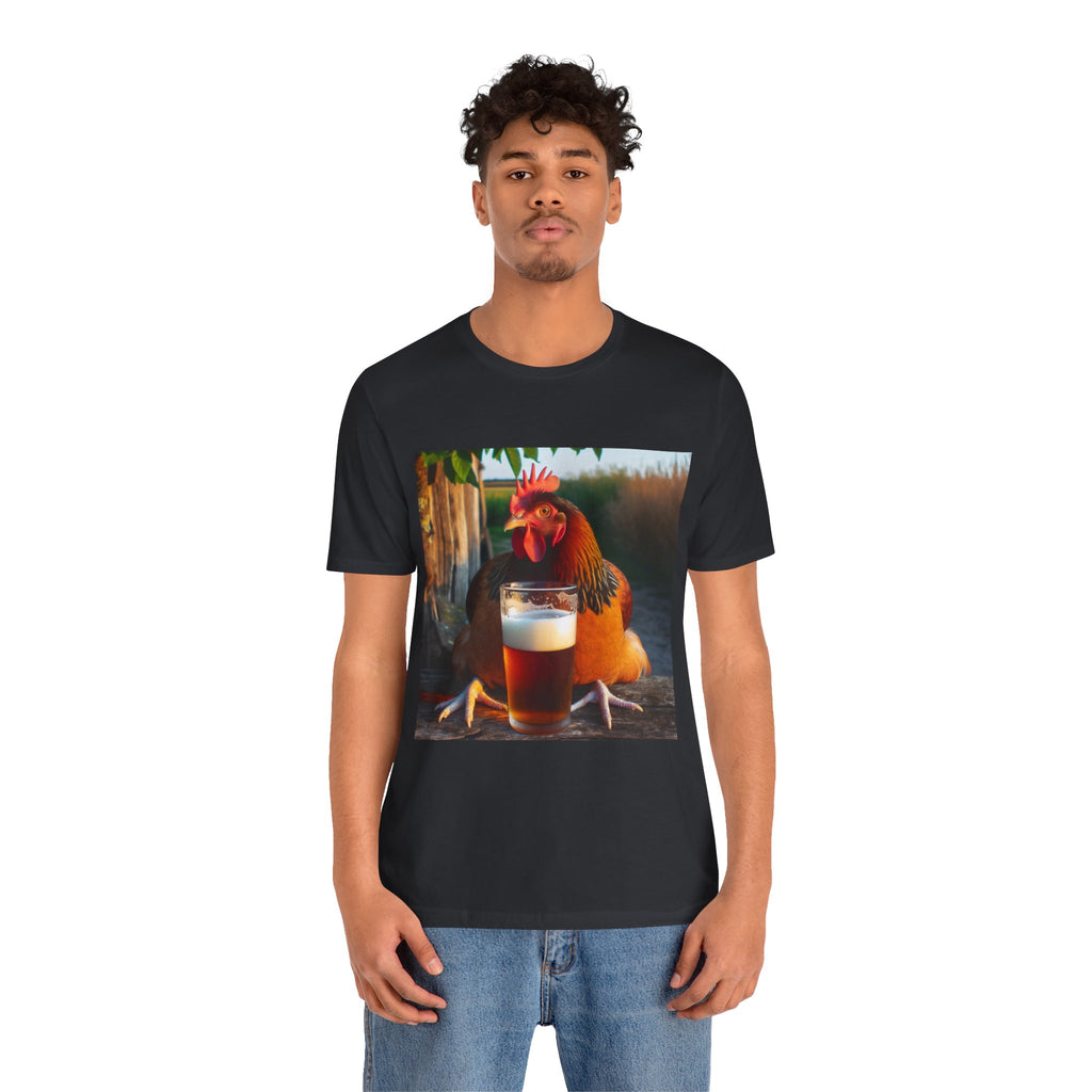 Funny Rooster with Beer Graphic Unisex T-Shirt