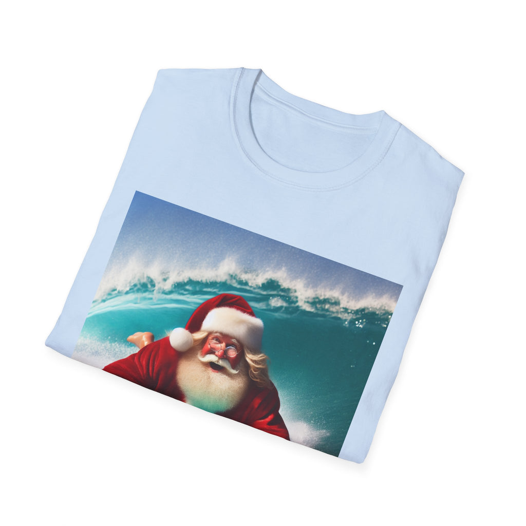 Surfing Santa T-Shirt — Funny Christmas Surf Holiday Tee