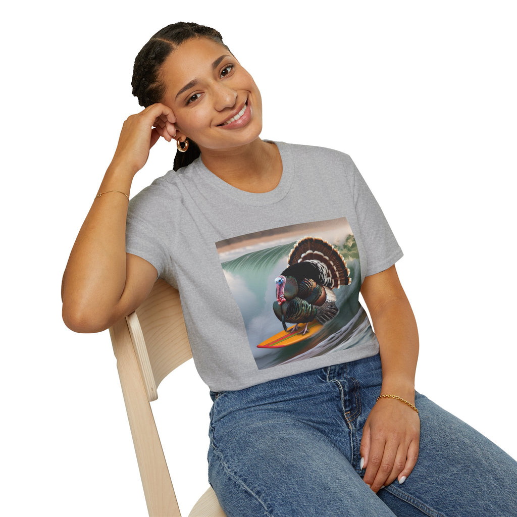 Surfing Turkey T-Shirt — Funny Thanksgiving Surfboard Graphic Tee