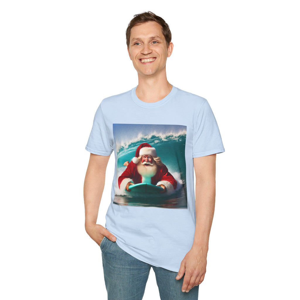 Surfing Santa T-Shirt — Funny Christmas Surf Holiday Tee