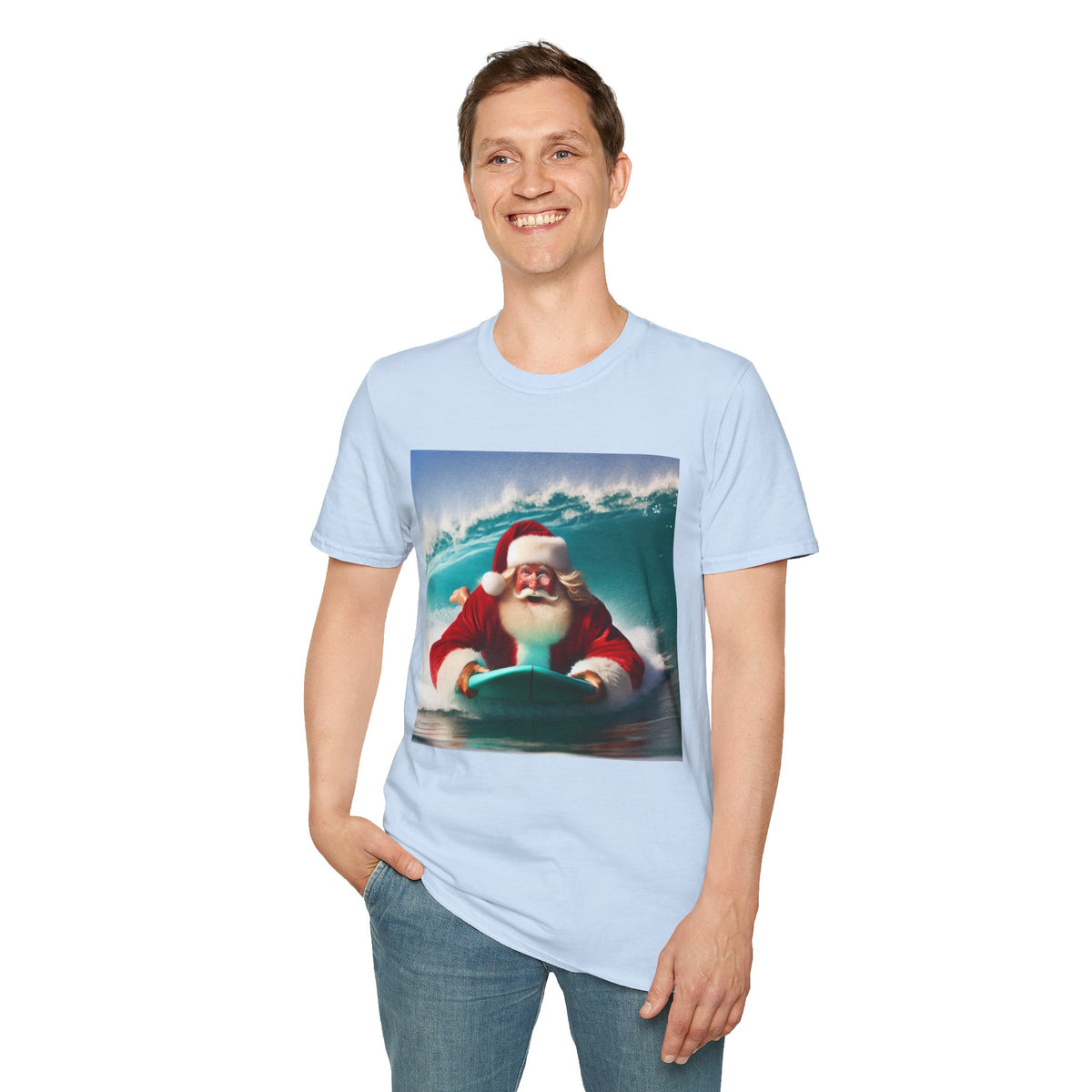 Surfing Santa T-Shirt — Funny Christmas Surf Holiday Tee