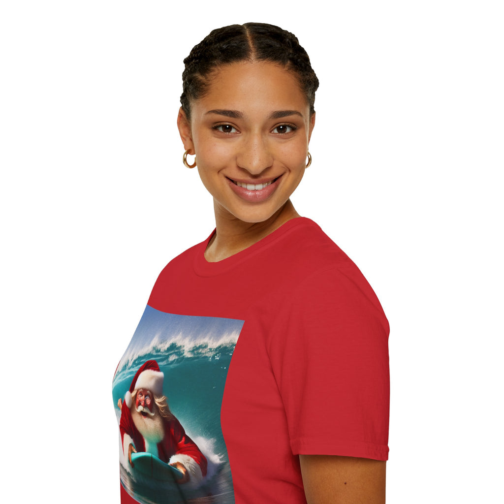 Surfing Santa T-Shirt — Funny Christmas Surf Holiday Tee