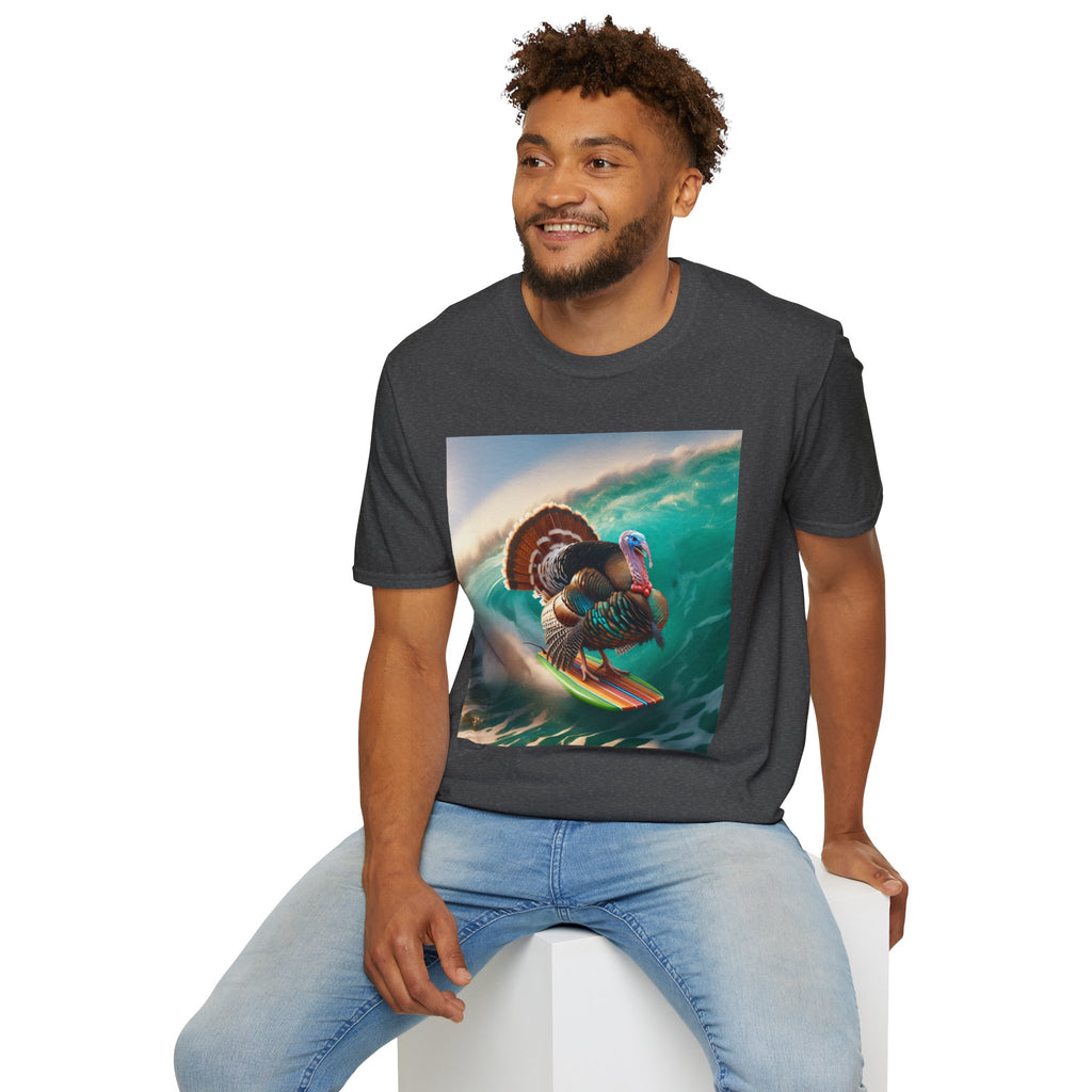 Majestic Surfing Turkey T-Shirt – Thanksgiving Wildlife Graphic Tee