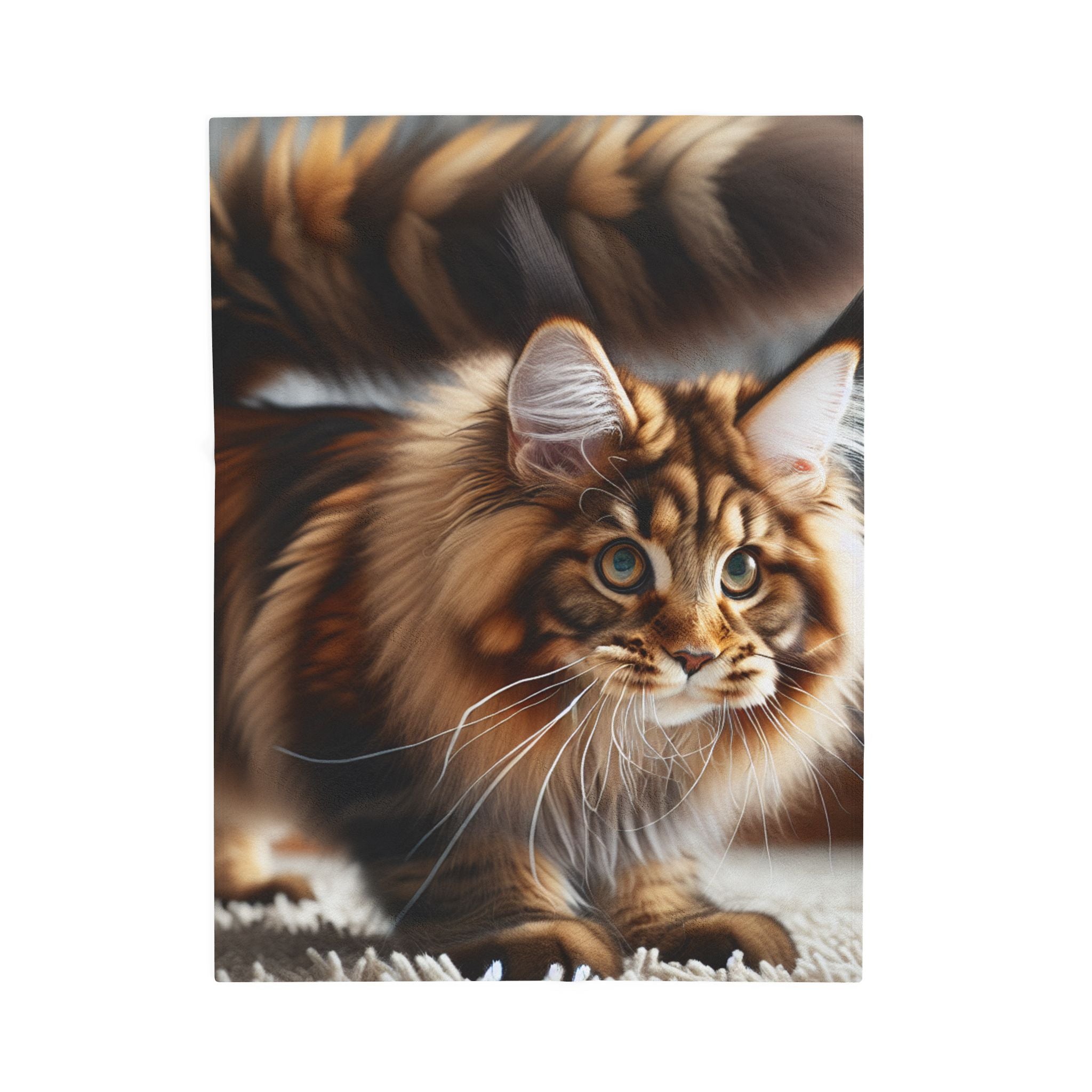 Velveteen Plush Blanket - Maine Coon Cat 2