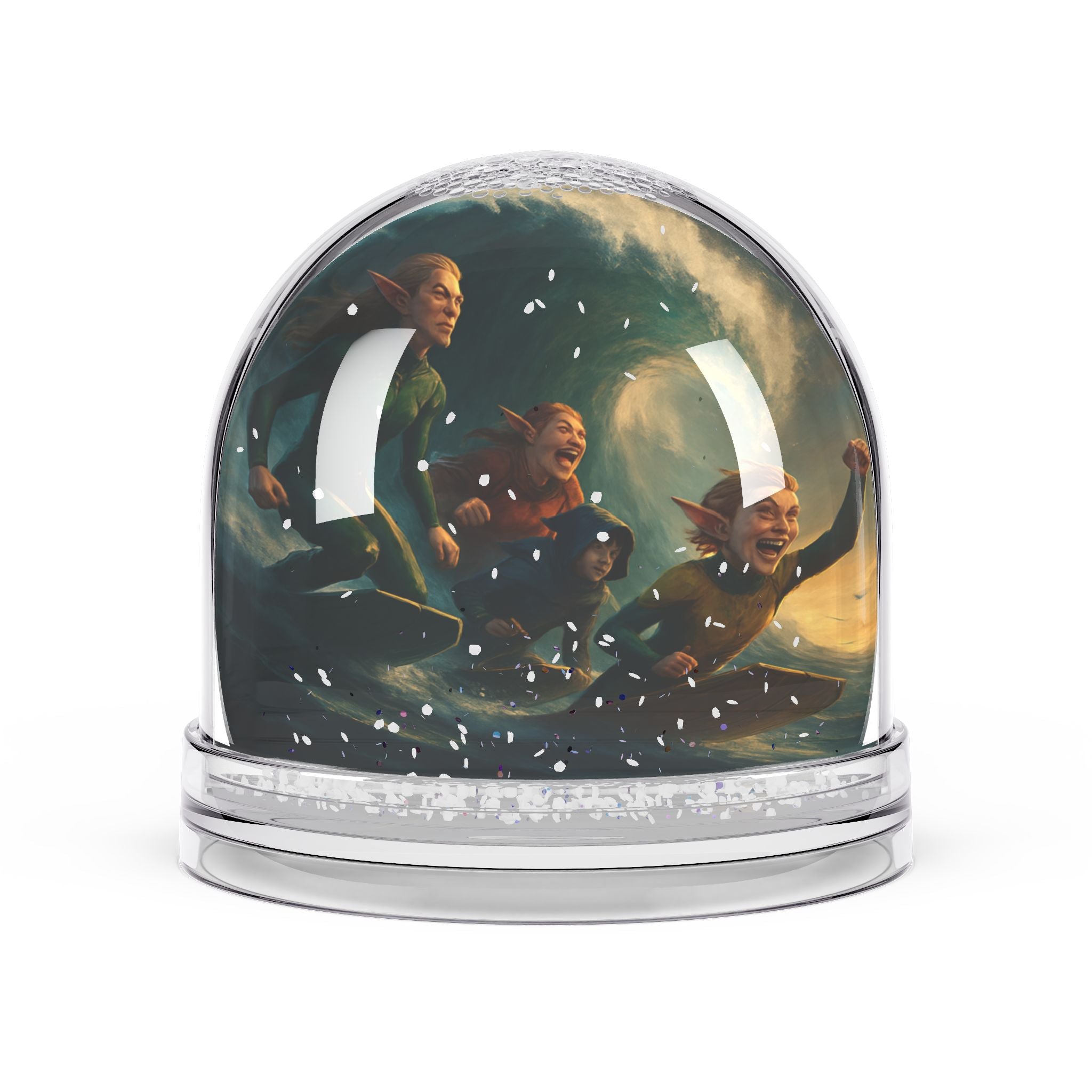 Fantasy Adventure Snow Globe — Flying Children Moonlit Scene