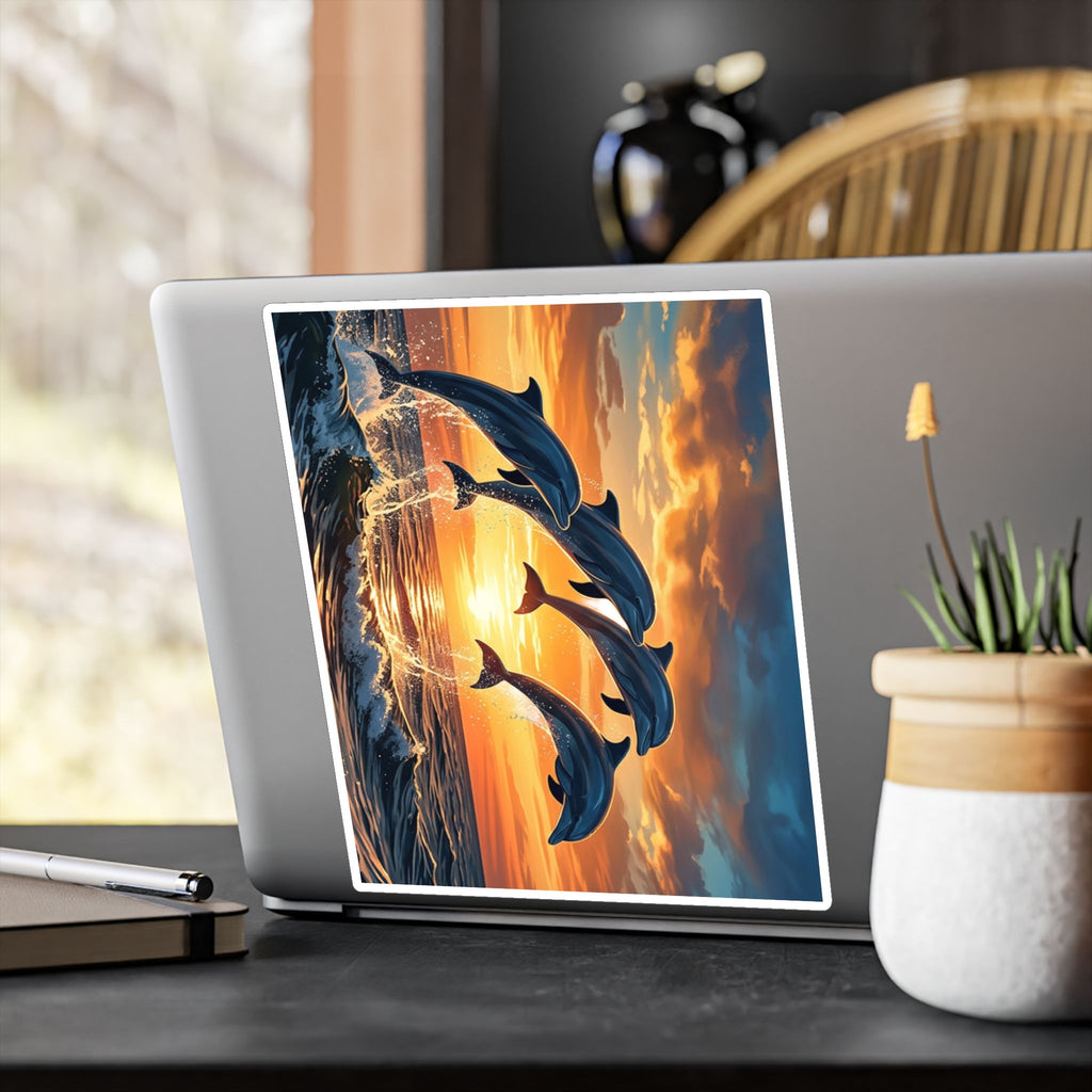 Dolphin Sunset Kiss-Cut Vinyl Decal