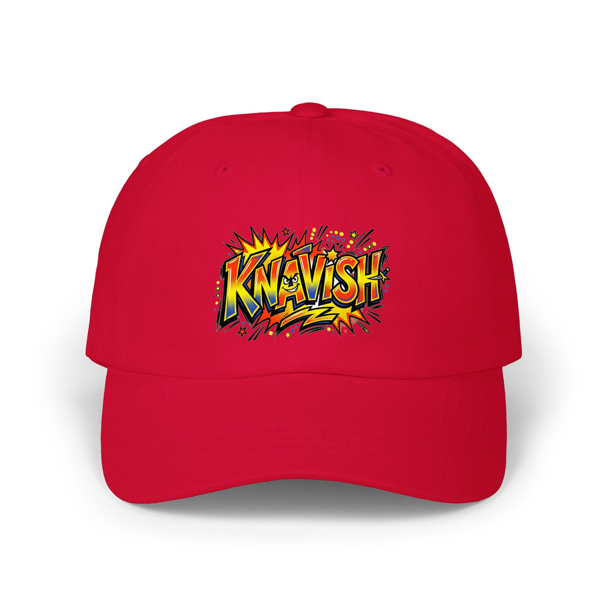 Comic-Style 'KNAVISH' Dad Cap — Retro Pop Art Embroidered Baseball Hat