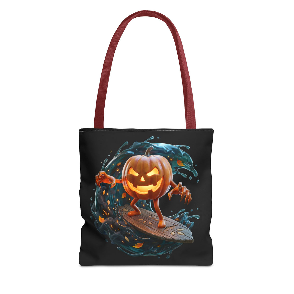 Halloween Pumpkin Surf Tote Bag — Spooky Jack-O'-Lantern Surfing Beach Tote