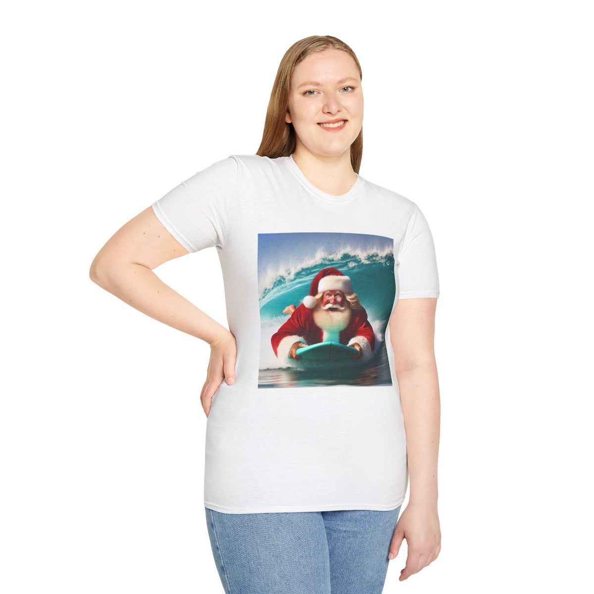 Surfing Santa T-Shirt — Funny Christmas Surf Holiday Tee