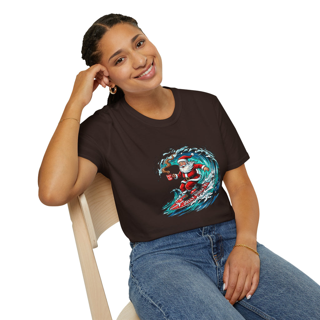 Santa Surfing T-Shirt — Surfing Santa Christmas Tee
