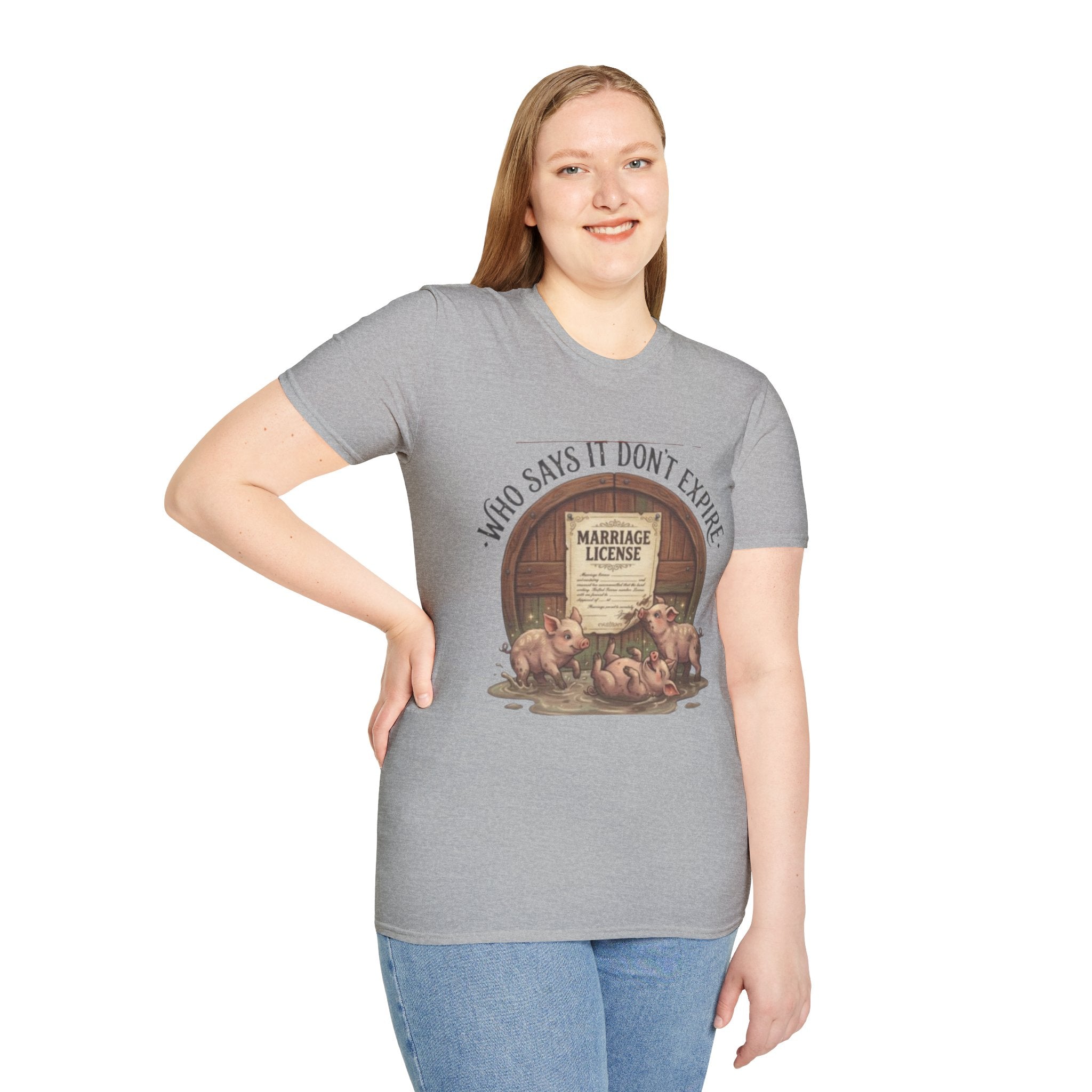 T-Shirt — "Who Says It Don't Expire" Vintage Marriage License Design