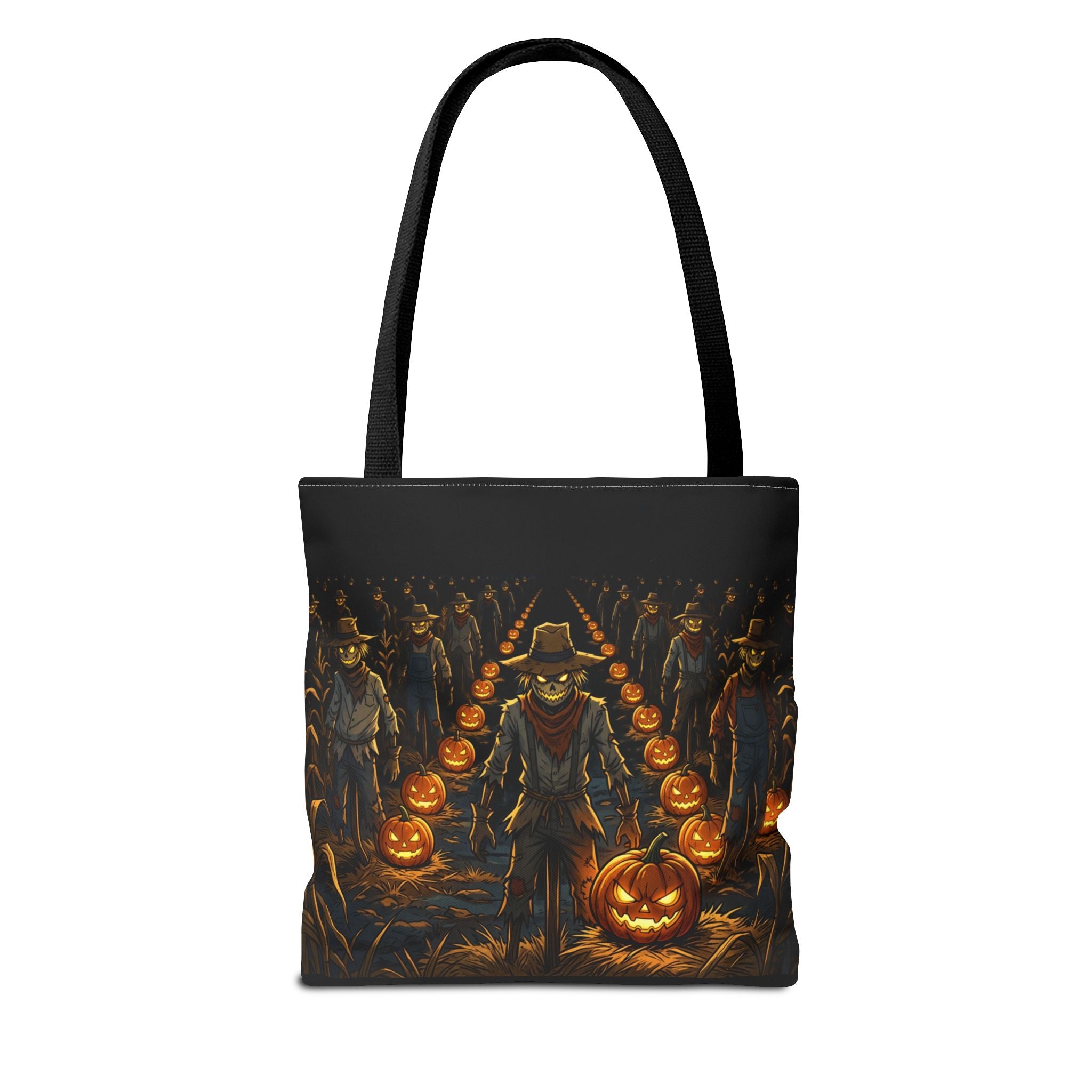 Halloween Scarecrow Parade Tote Bag – Spooky Pumpkin Field All-Over Print Tote