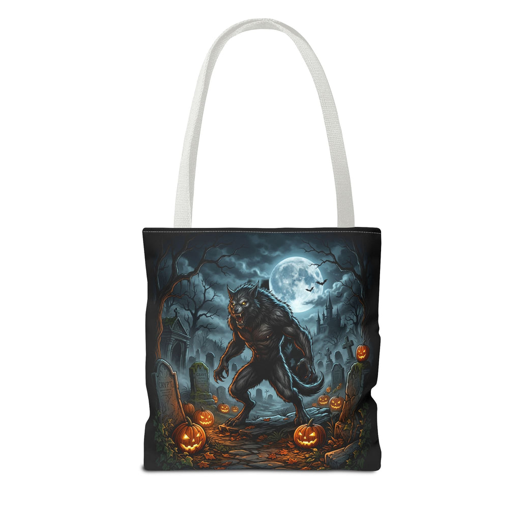 Halloween Werewolf Tote Bag – Spooky Graveyard Pumpkin Night Market Tote