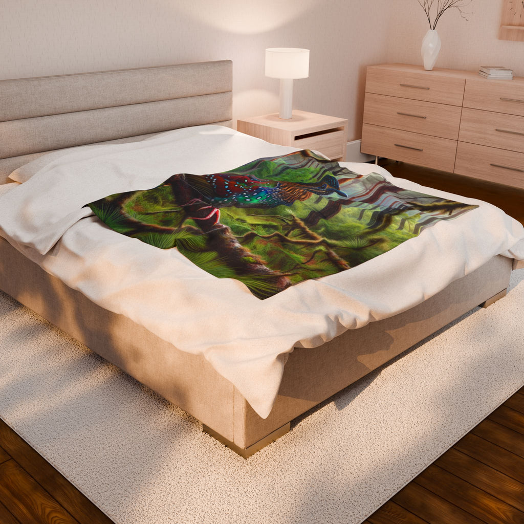 Velveteen Plush Blanket - Colorful Bird
