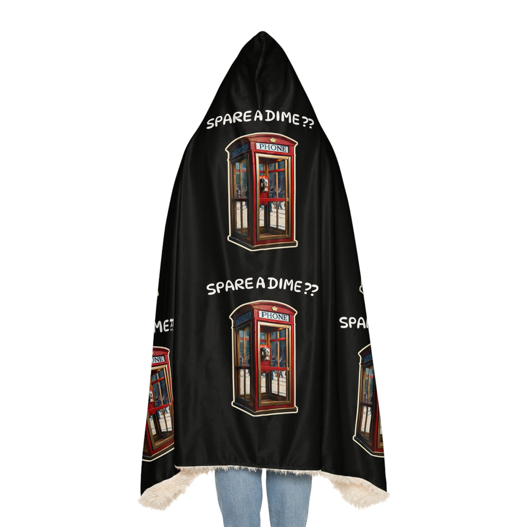 Hooded Blanket — 'Spare a Dime?' Vintage Phone Booth Snuggle Blanket